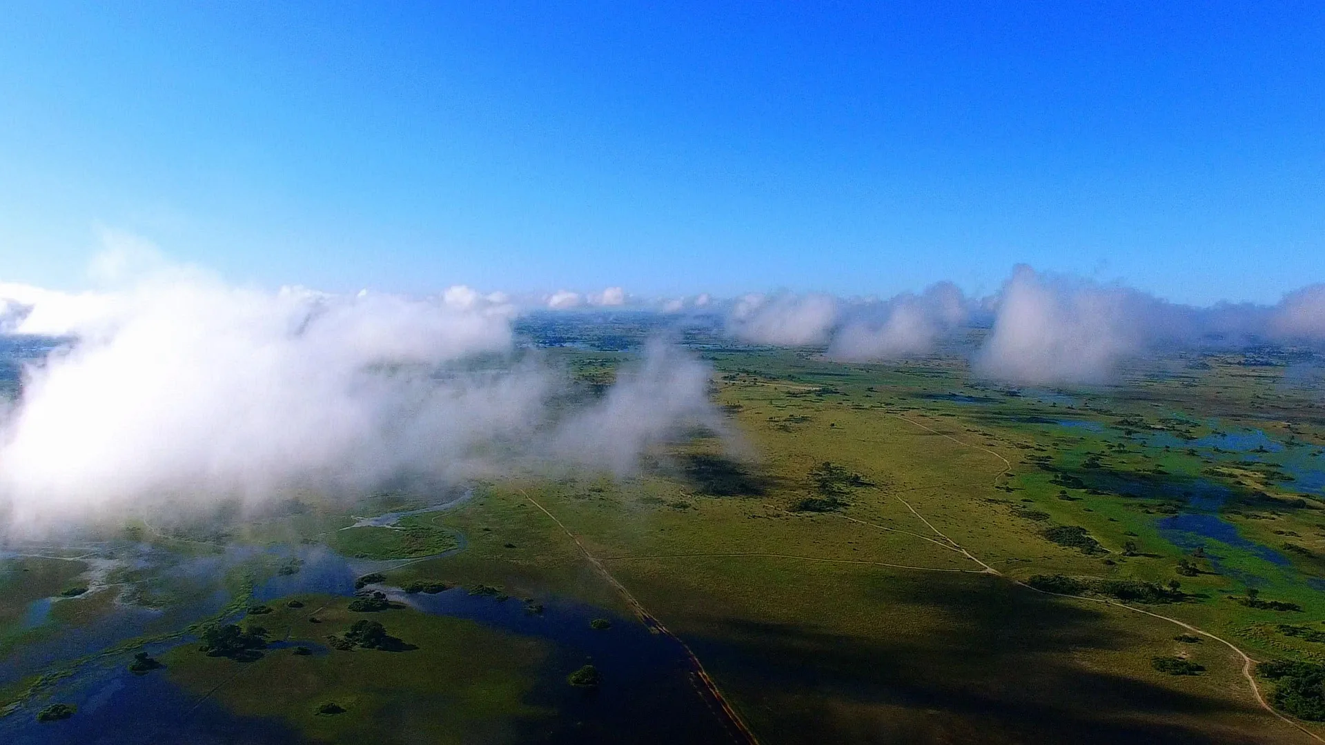 Farewell aerial view of Okavango Delta - Day 7 Departure of Botswana Family Tour