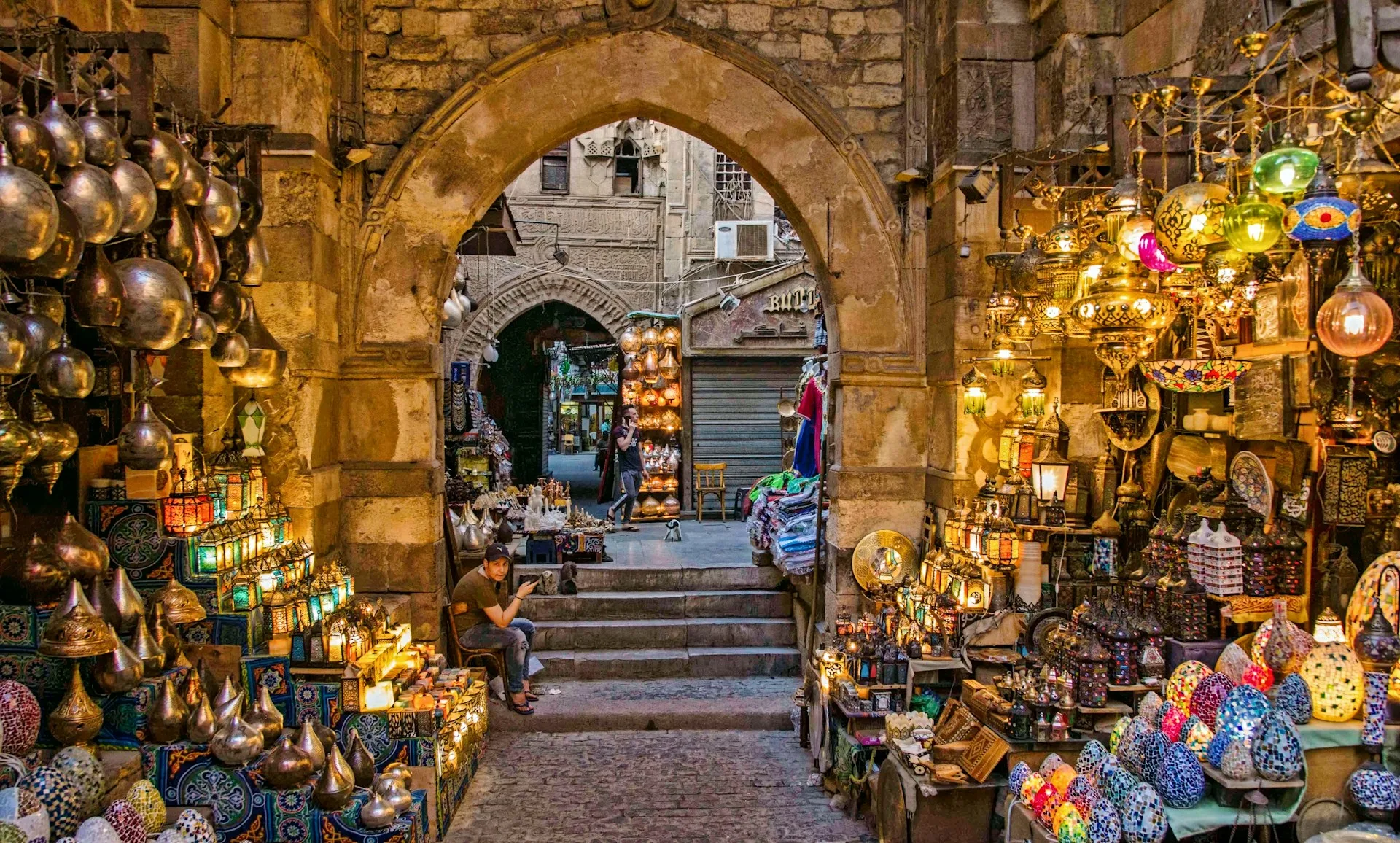Khan el-Khalili Bazaar market in Cairo on Day 8 of Egypt Family Tour