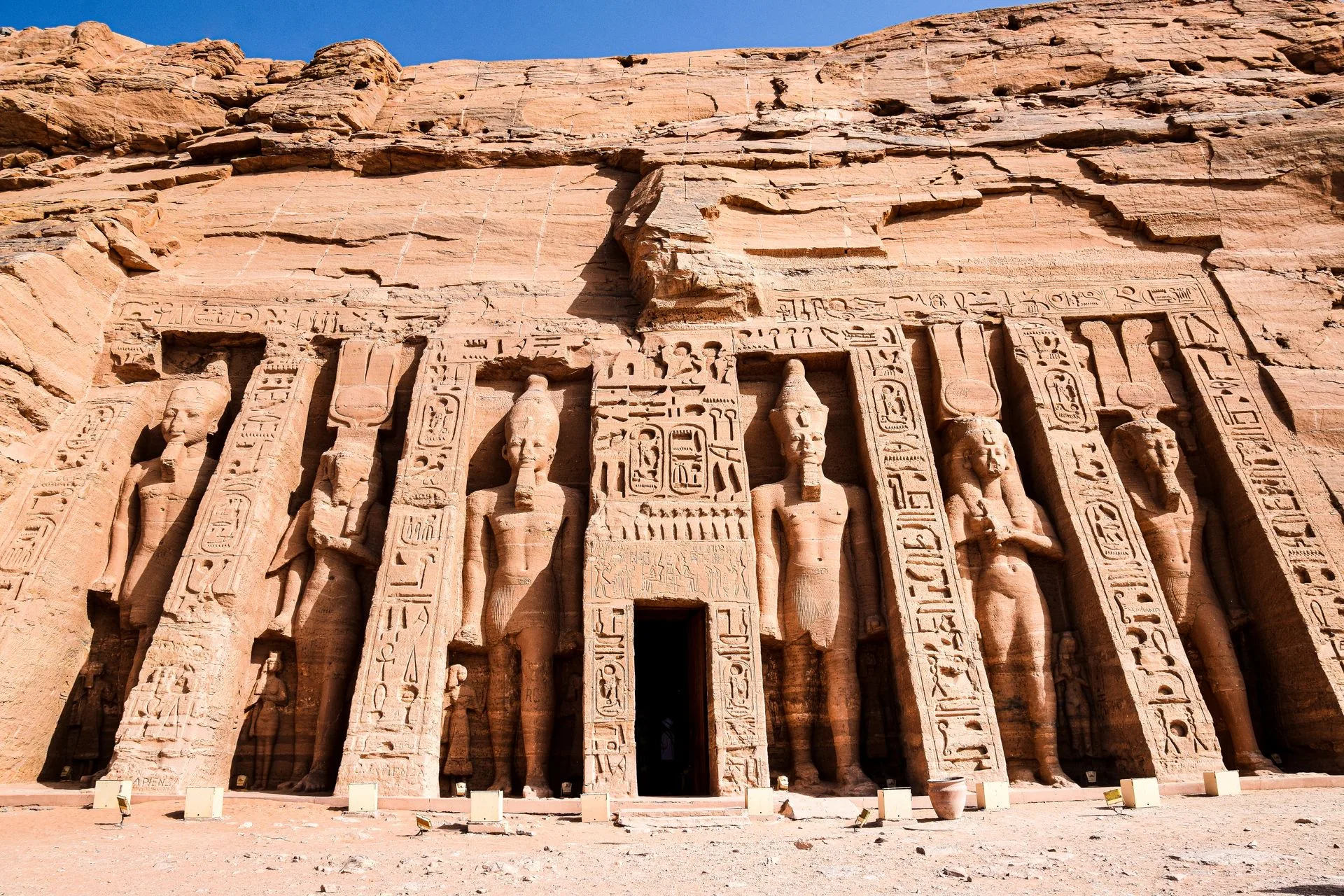 Colossal statues at the entrance of Abu Simbel temples