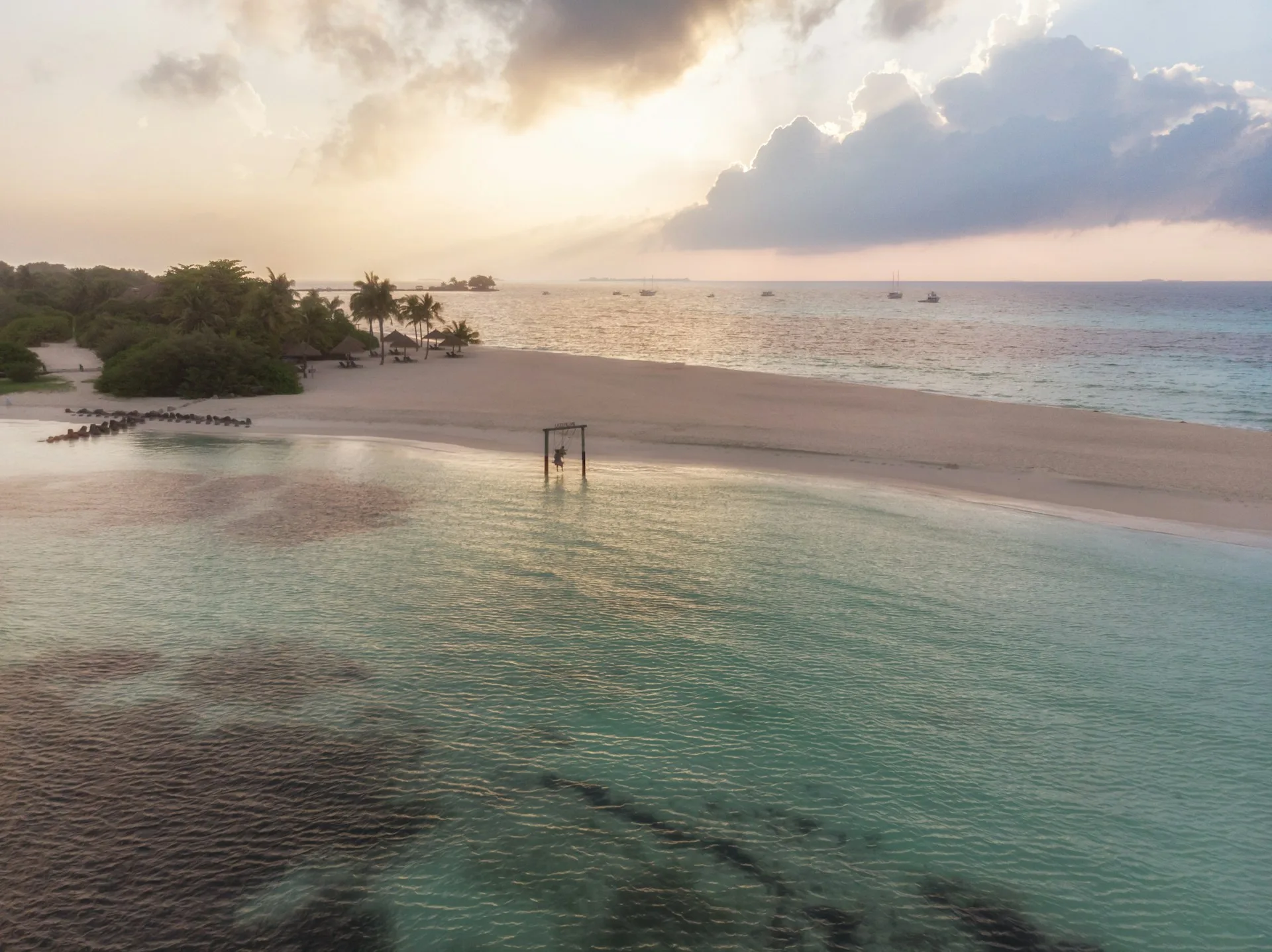 Maldives sandbank aerial photography