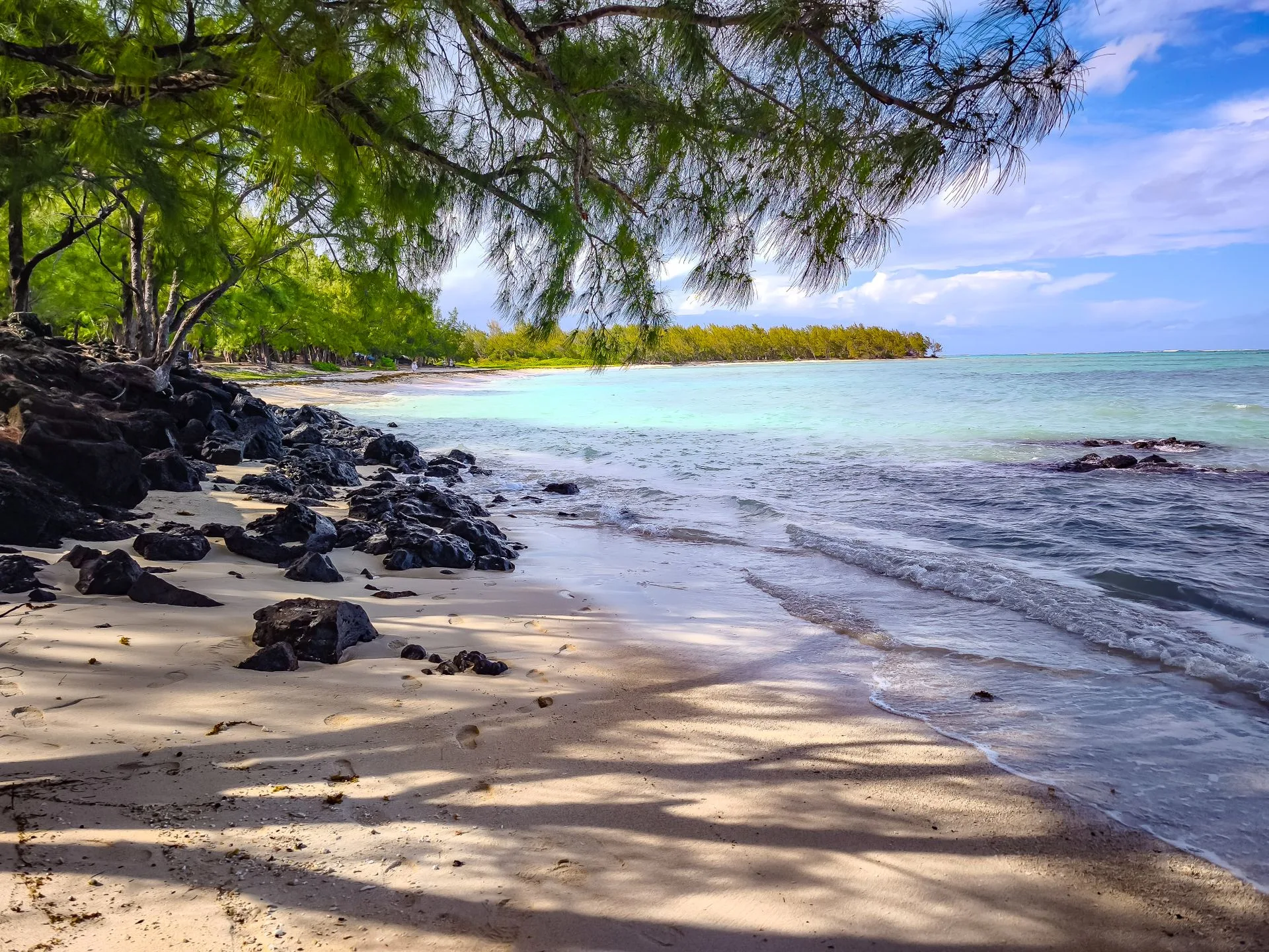 Ile aux Cerfs pristine beach with palm trees