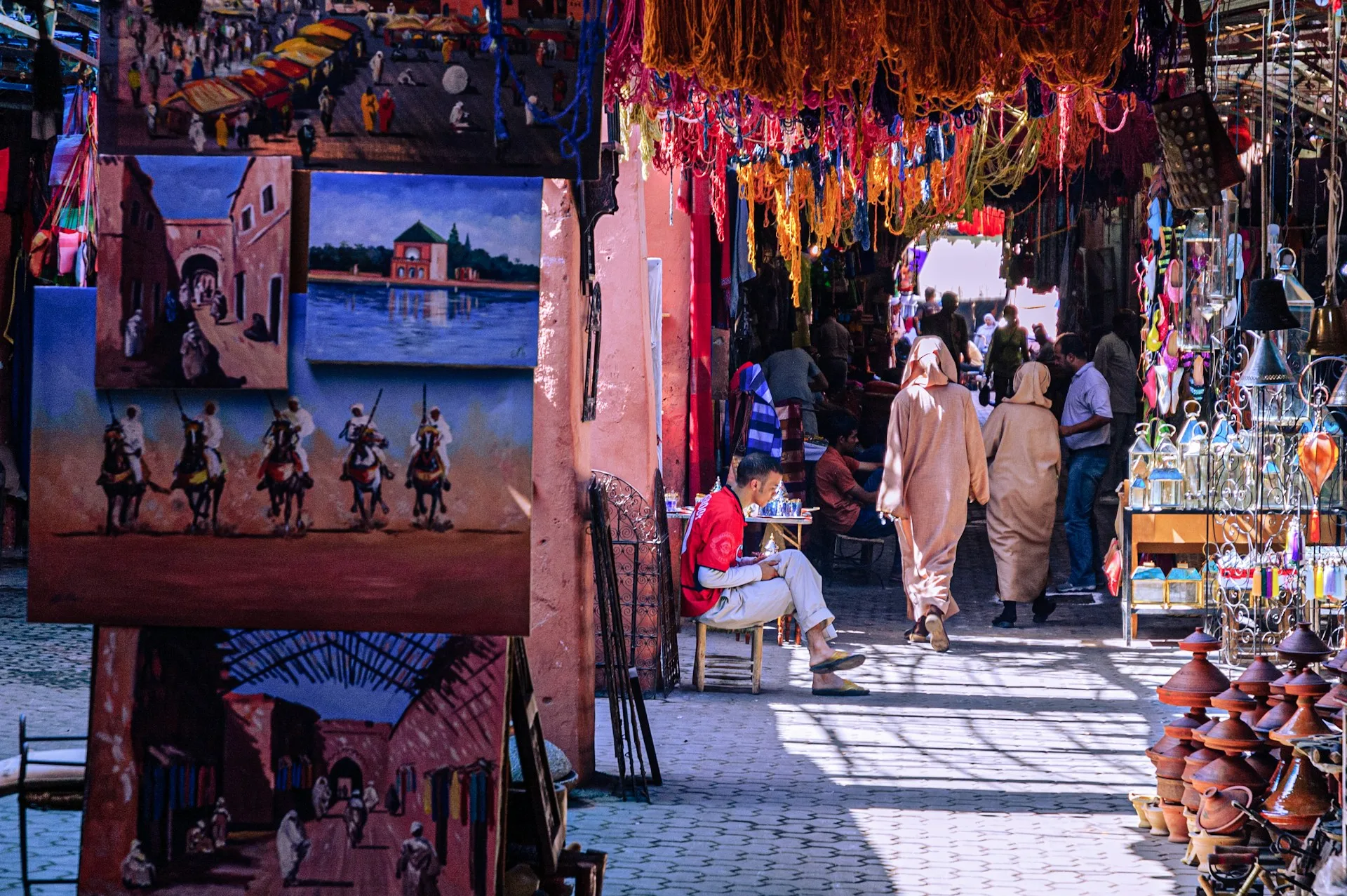 Farewell Marrakech - beautiful medina streets on Day 12 departure of Morocco Family Tour Package
