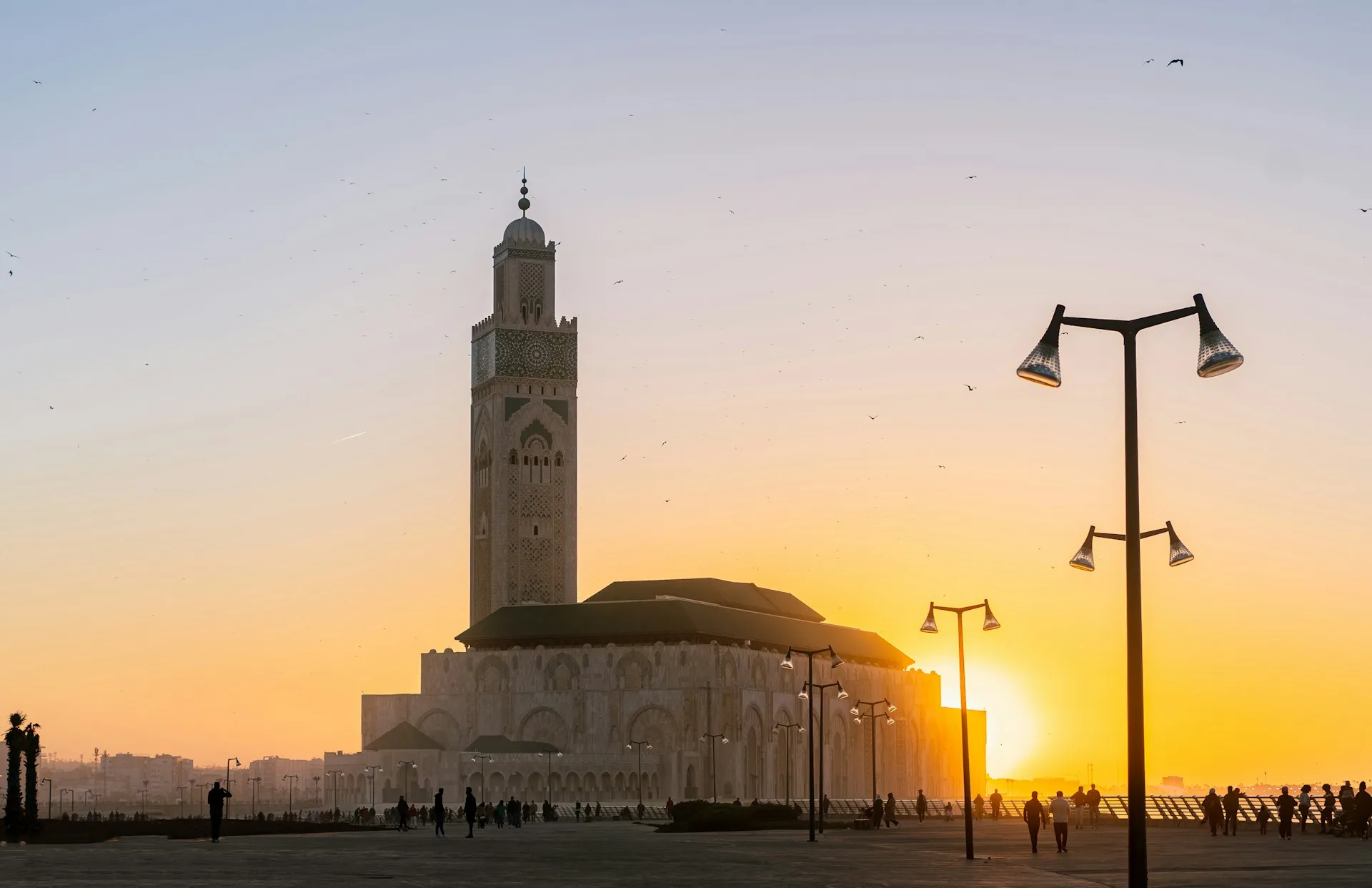 Hassan II Mosque with ocean backdrop in Casablanca