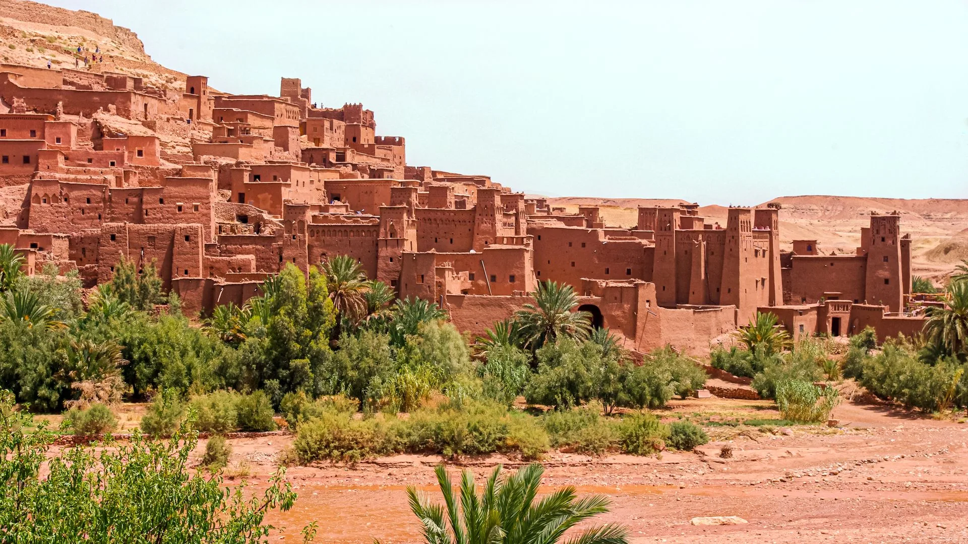 Ancient Ait Benhaddou kasbah with traditional mud brick architecture