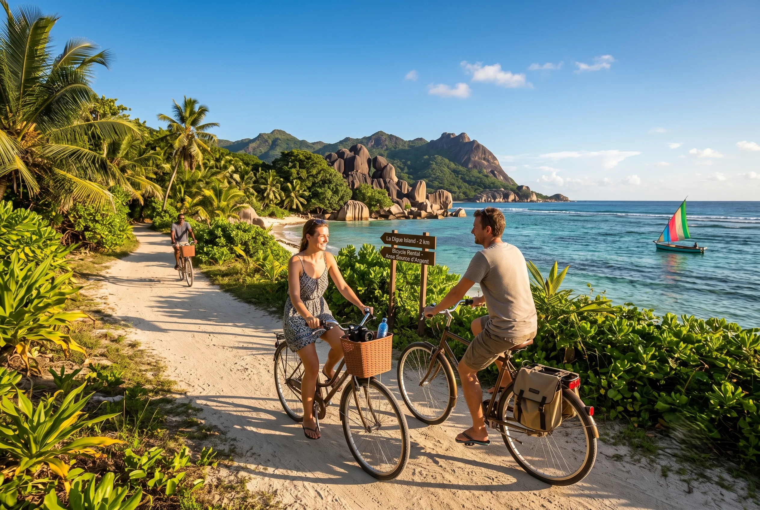 Bicycle journey to La Digue island - Day 6 of Seychelles Family Tour