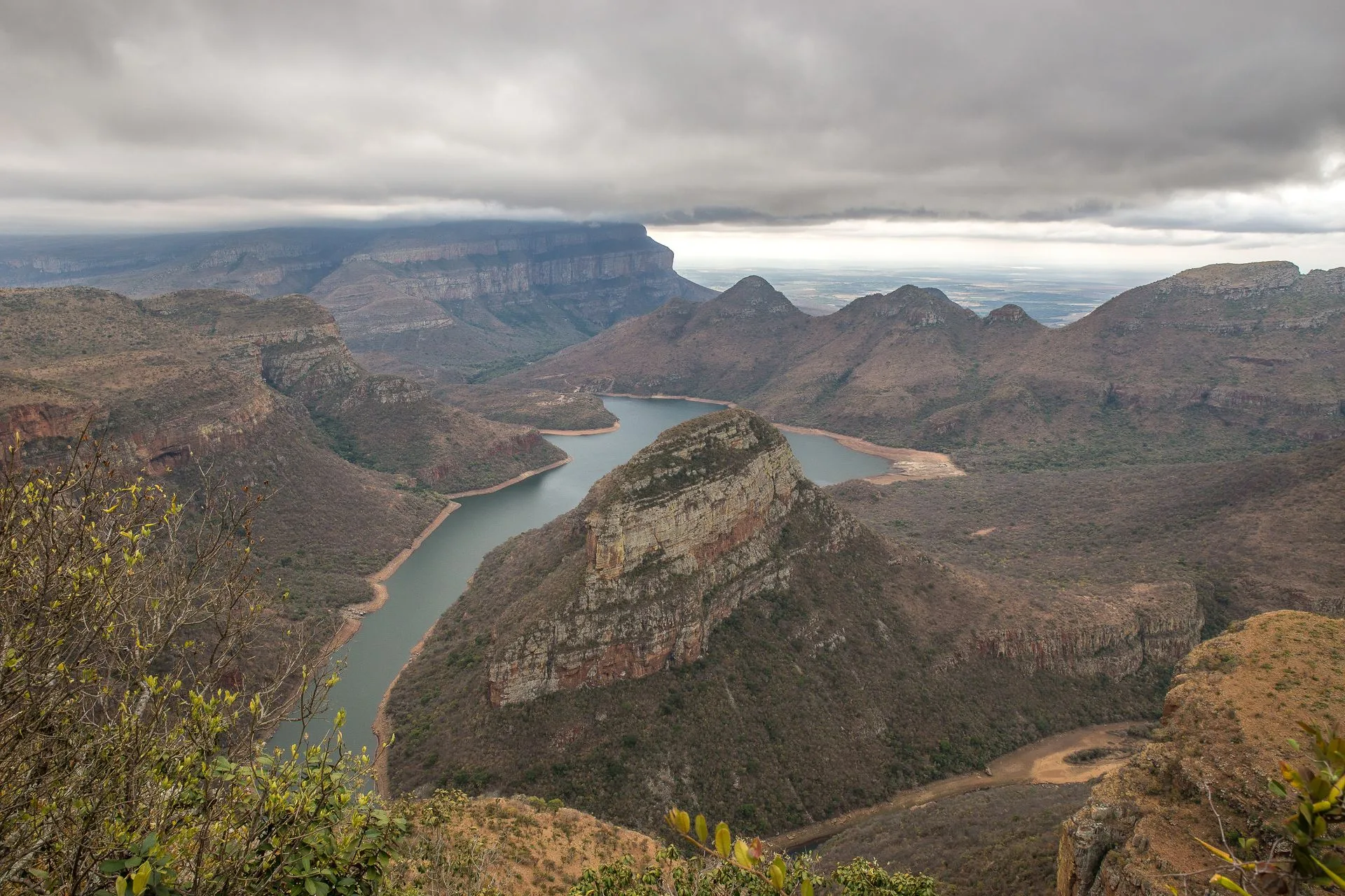 Blyde River Canyon with Three Rondavels rock formations