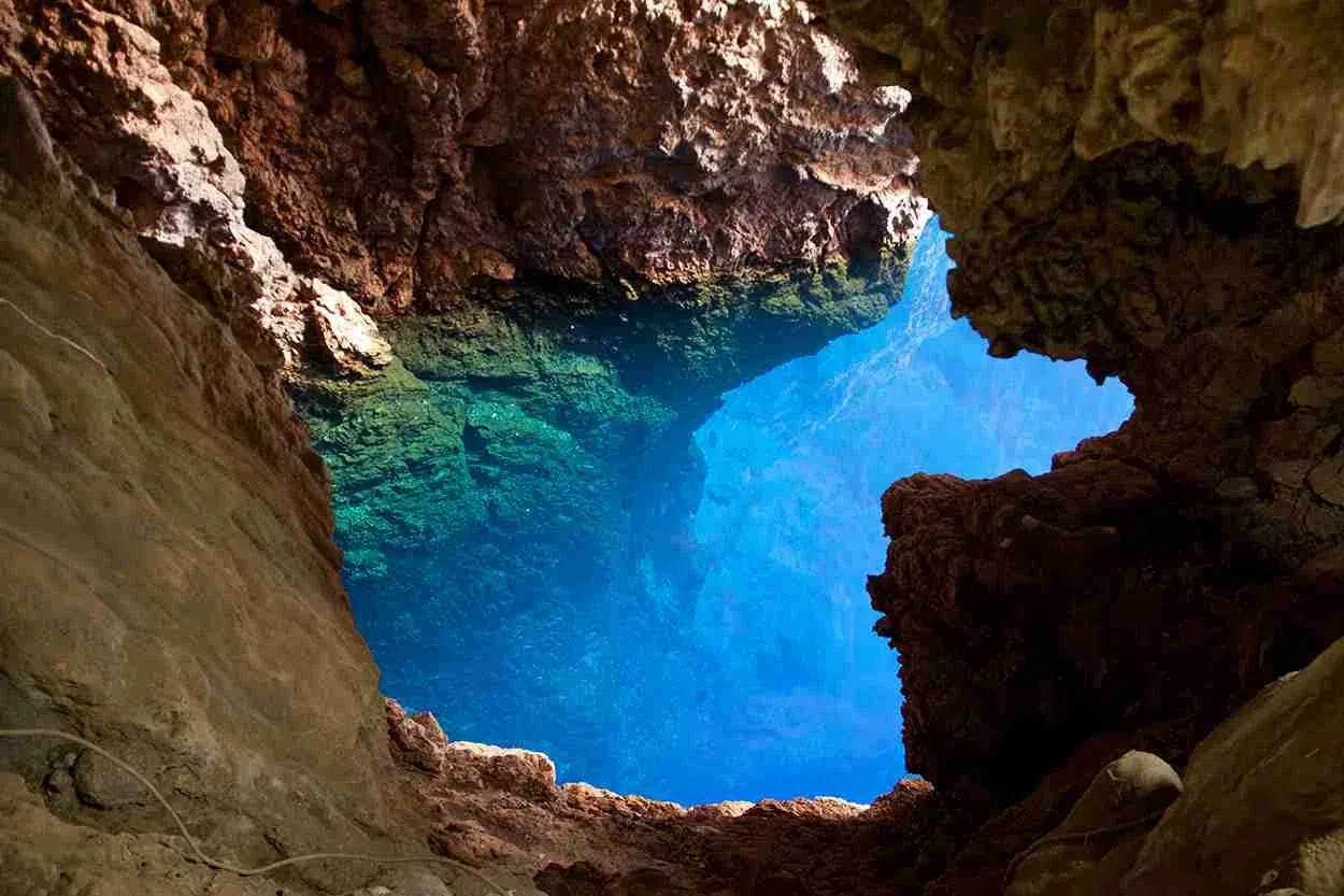Blue underground pool in Chinhoyi Caves