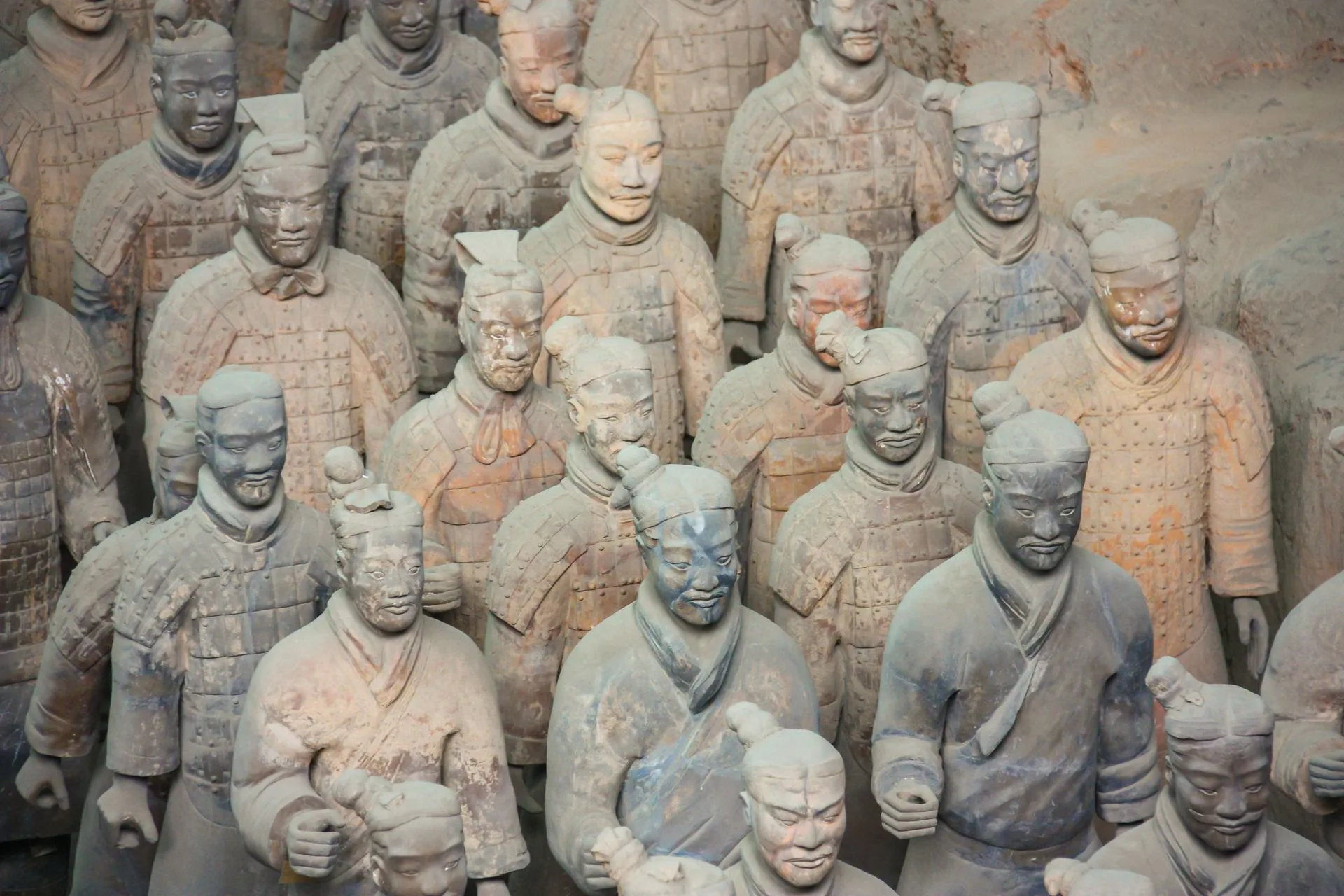 Terracotta warriors close-up showing details