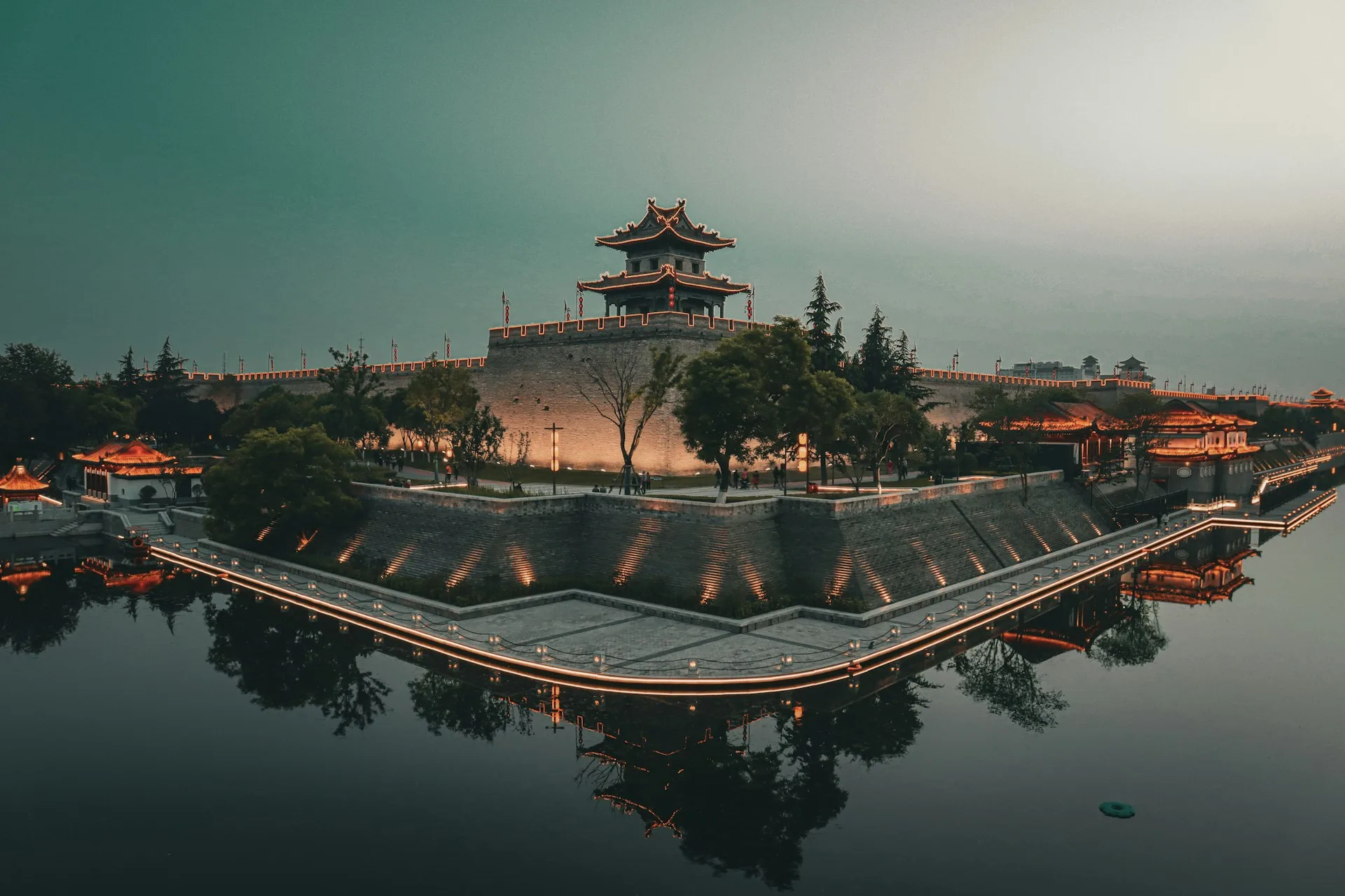 Xi'an City Wall with ancient fortifications