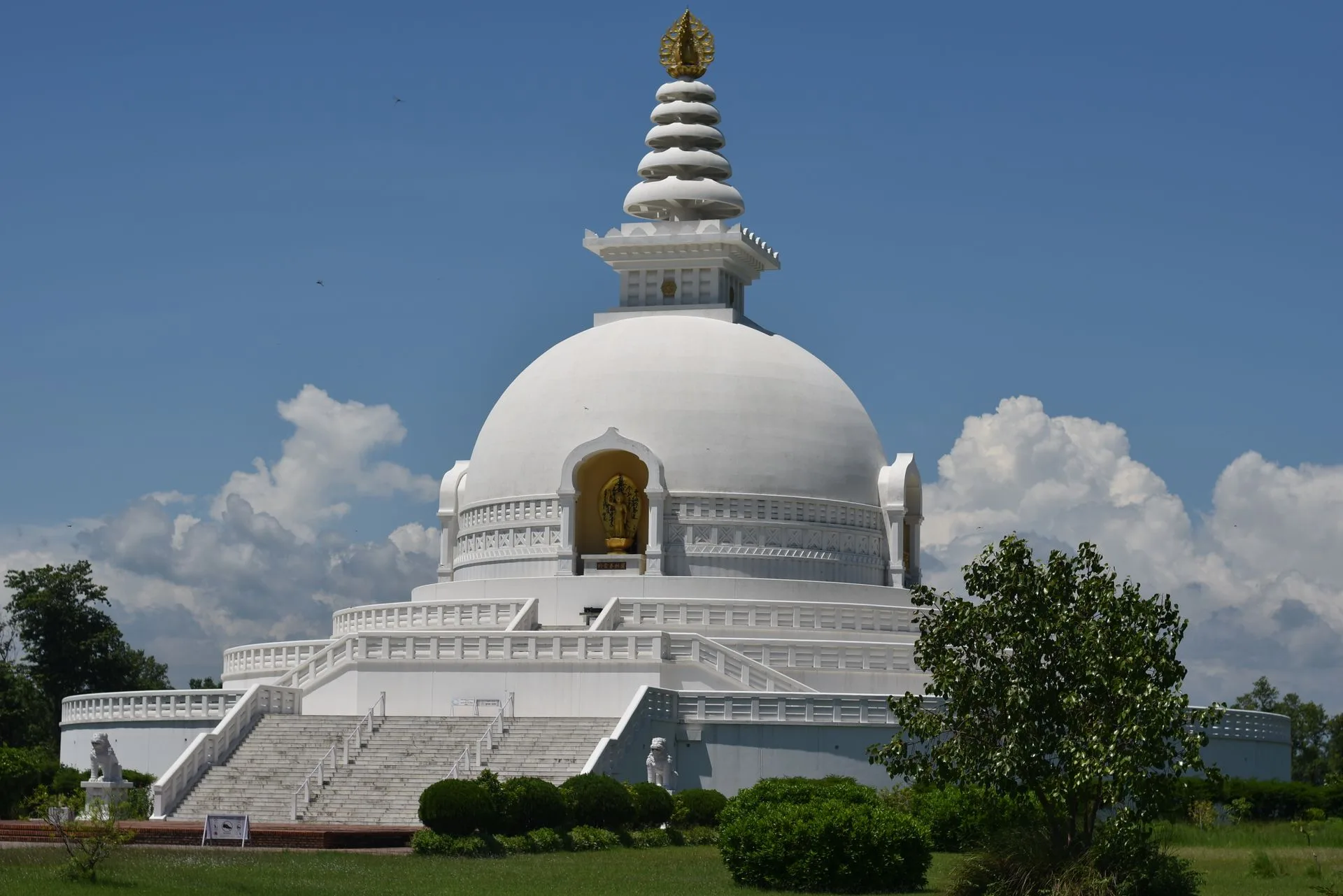 World Peace Pagoda with Annapurna range and Phewa Lake views