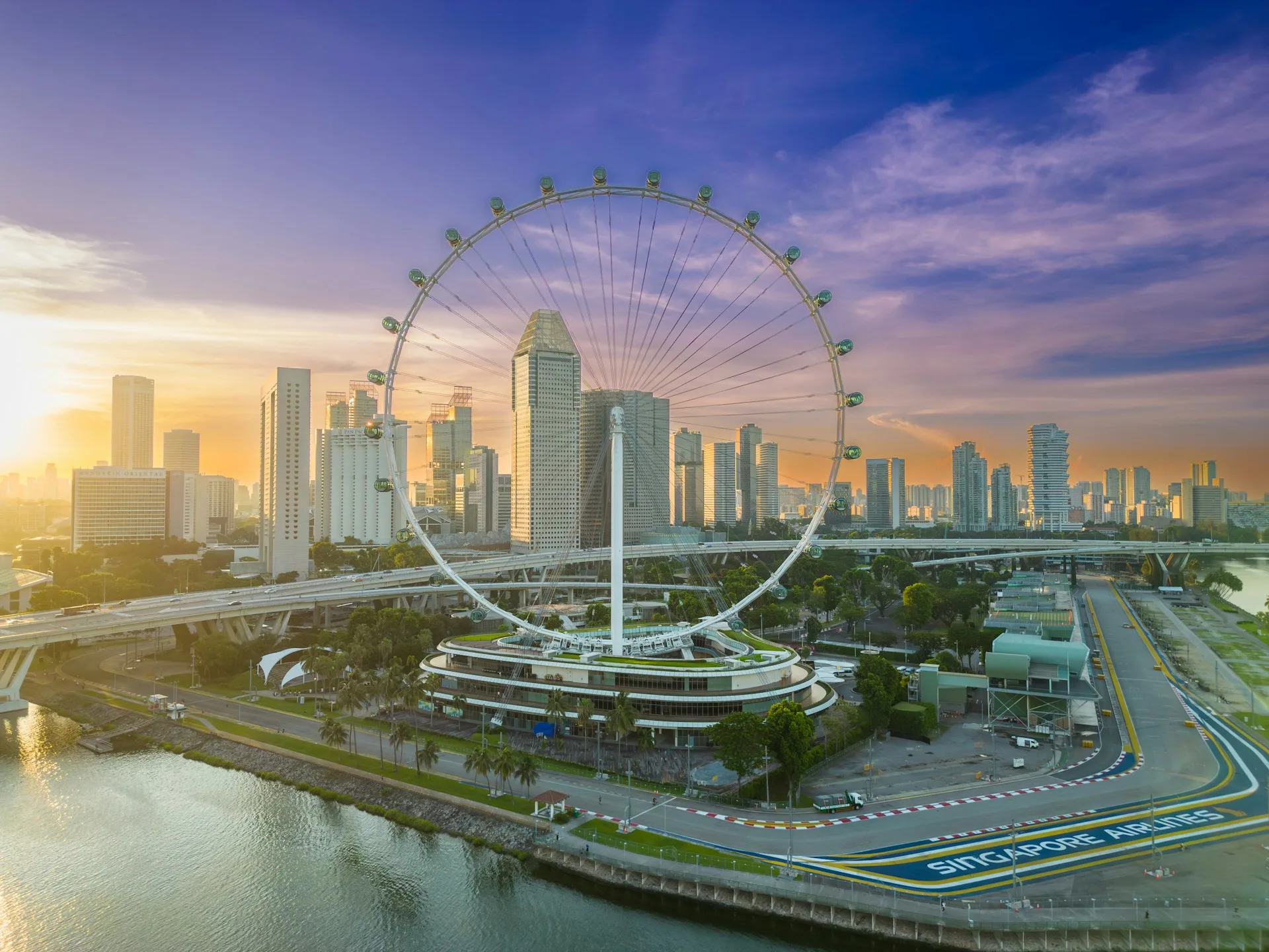 Singapore Flyer observation wheel cityscape photos
