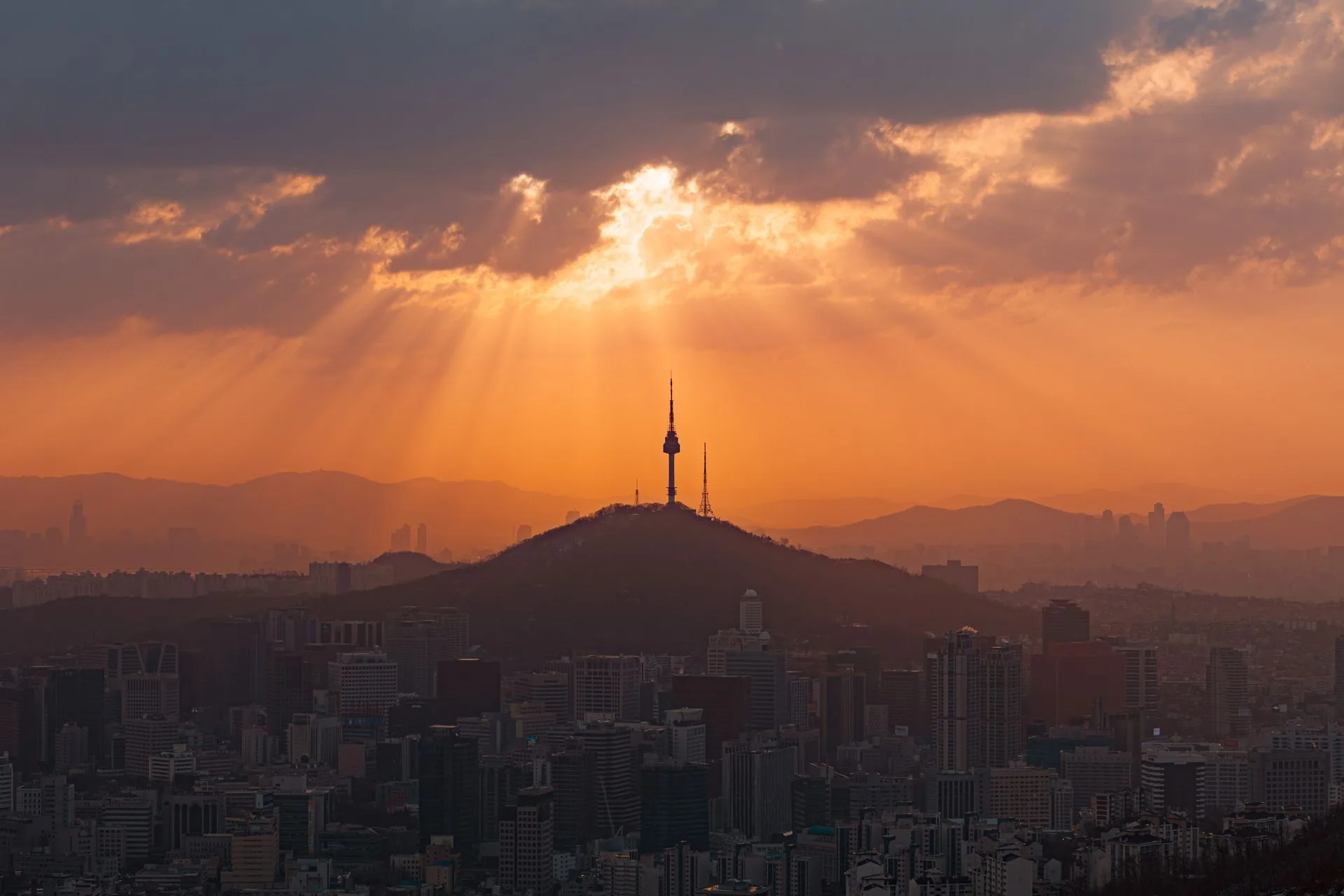 N Seoul Tower city panorama
