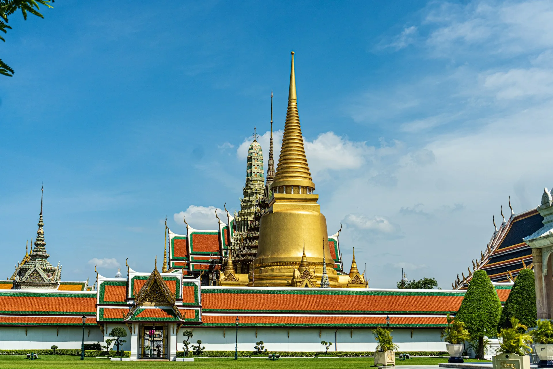 Grand Palace golden spires and architectural details Bangkok