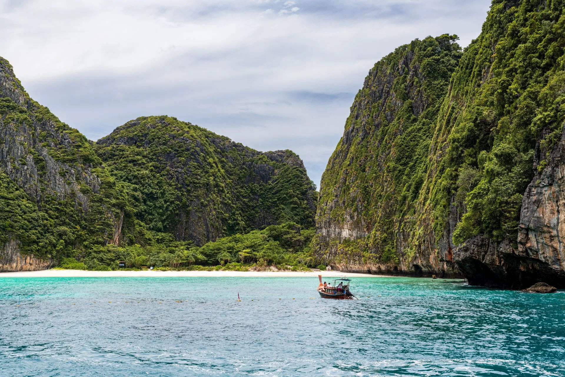 Maya Bay limestone cliffs and turquoise waters Phi Phi Islands