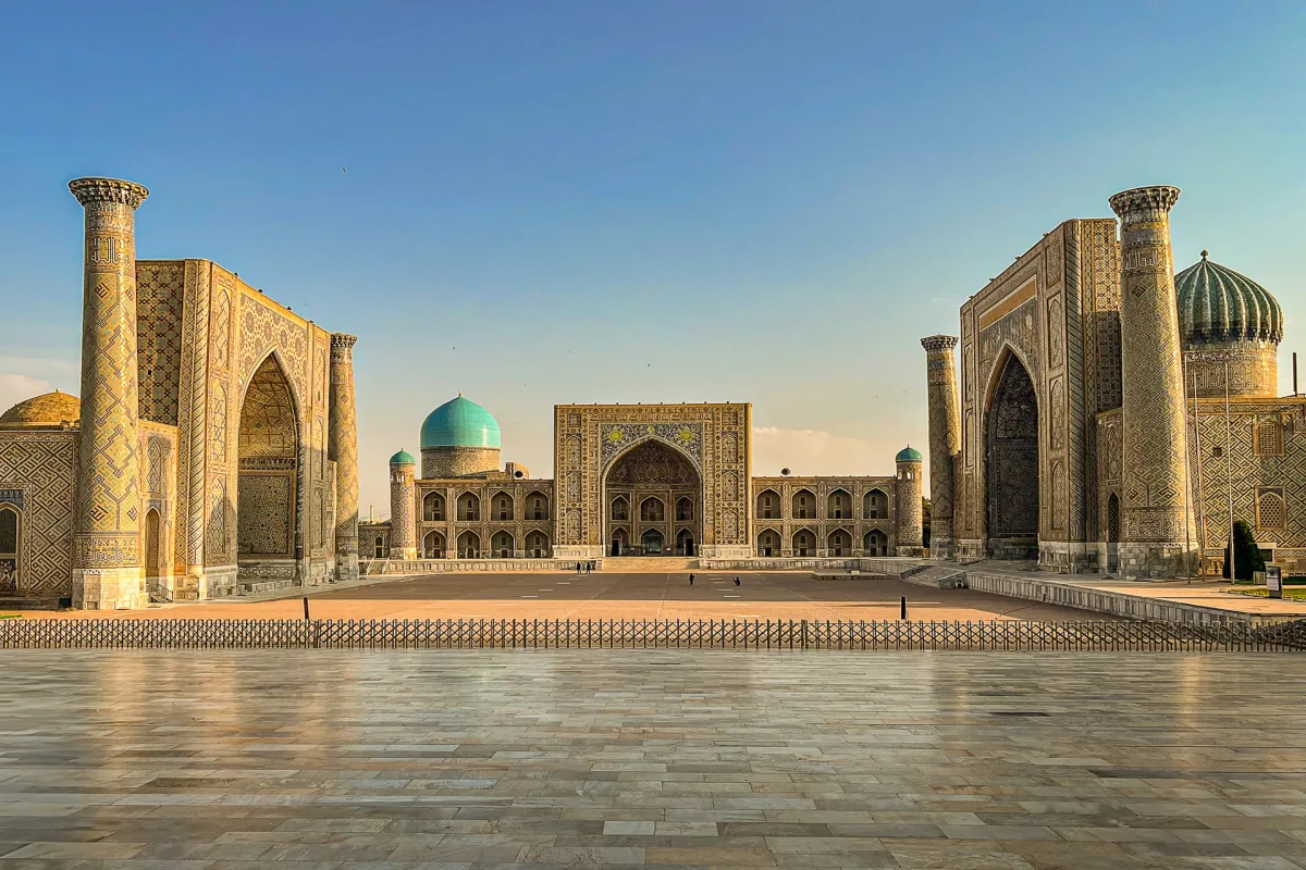 Registan Square in Samarkand on Day 3 of Uzbekistan Family Tour
