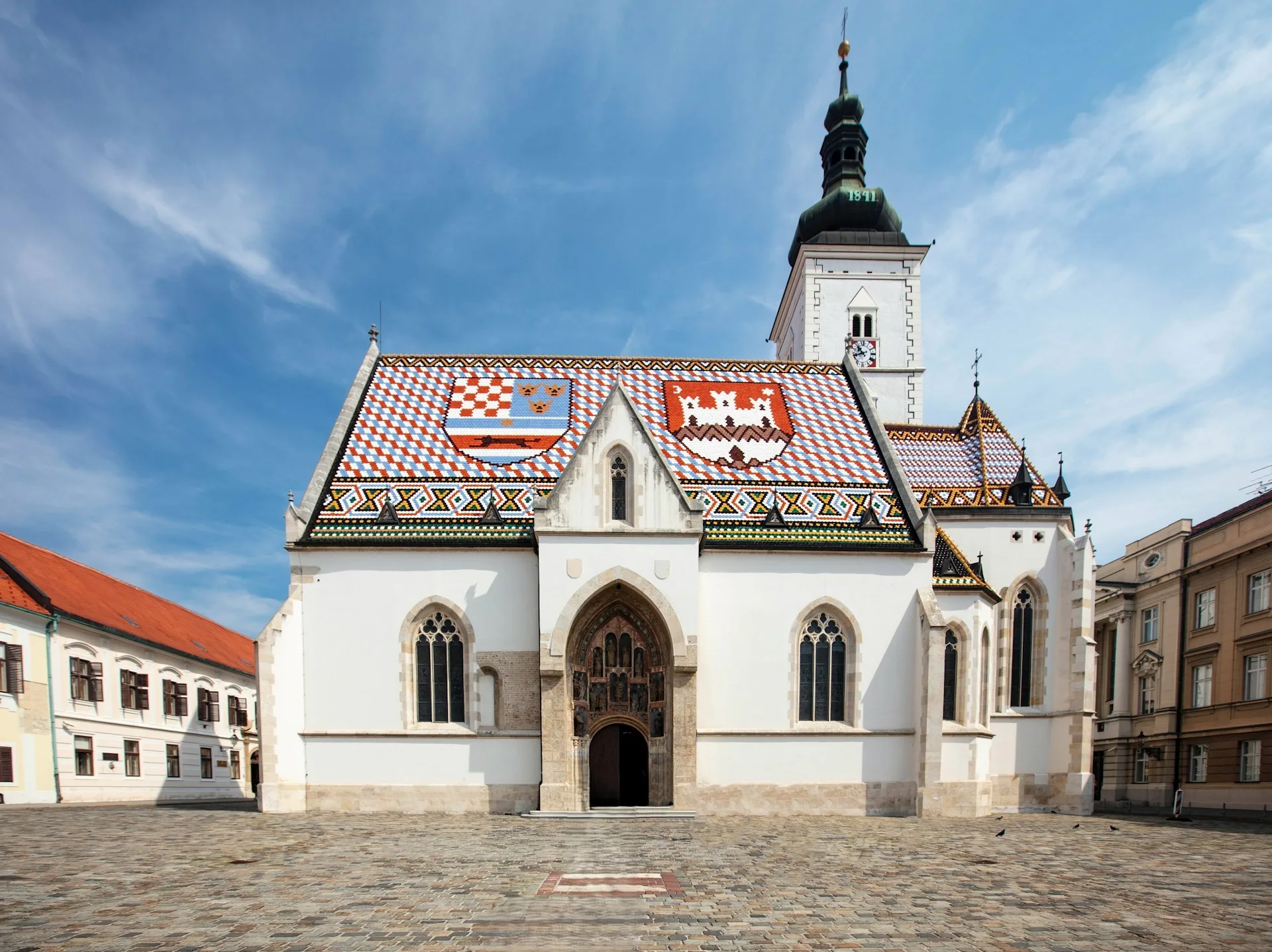 Zagreb Upper Town with St Mark's Church colorful tiled roof
