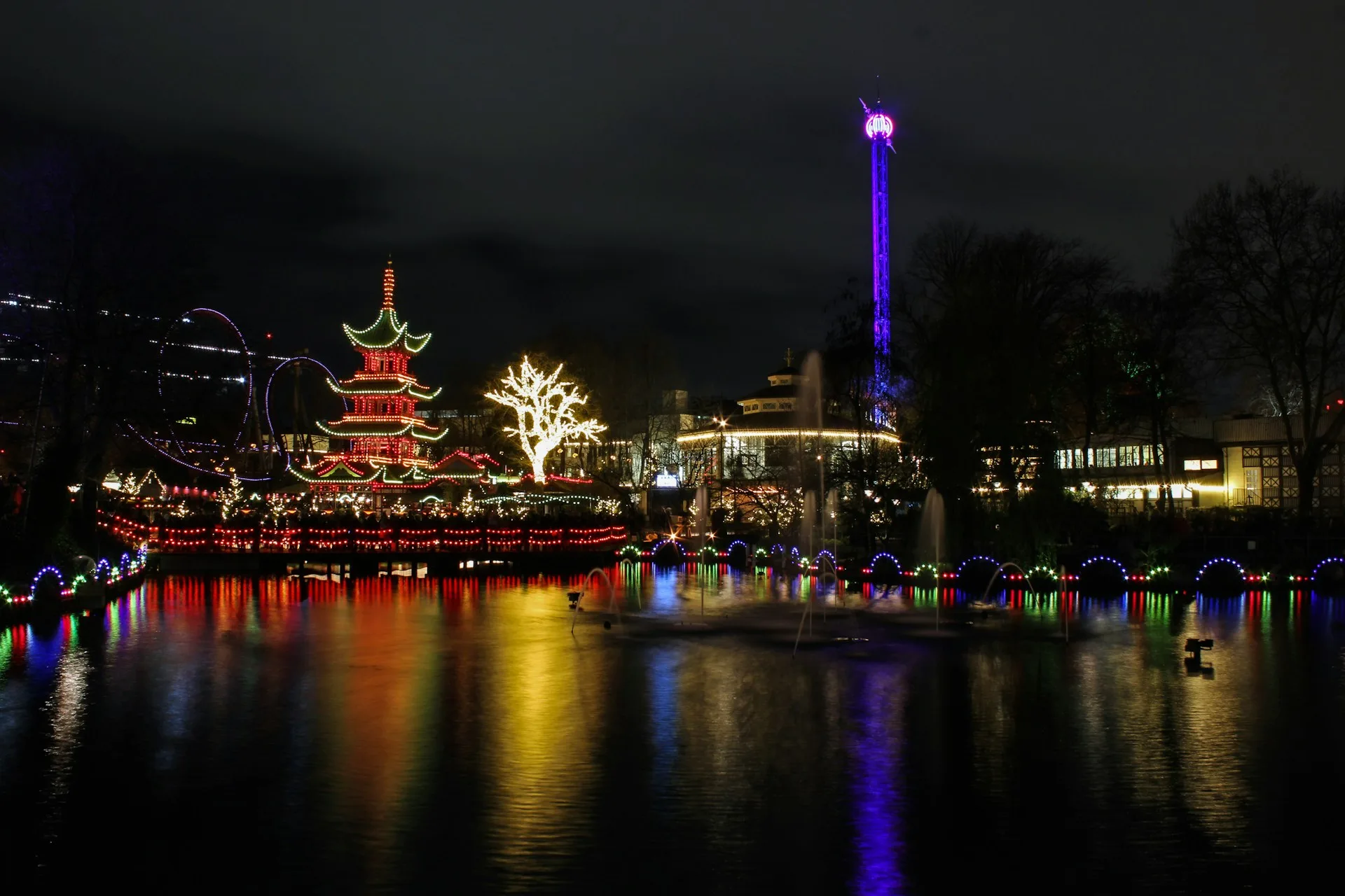 Amalienborg Palace and Tivoli Gardens illuminated at night - Day 2 of Denmark Family Tour