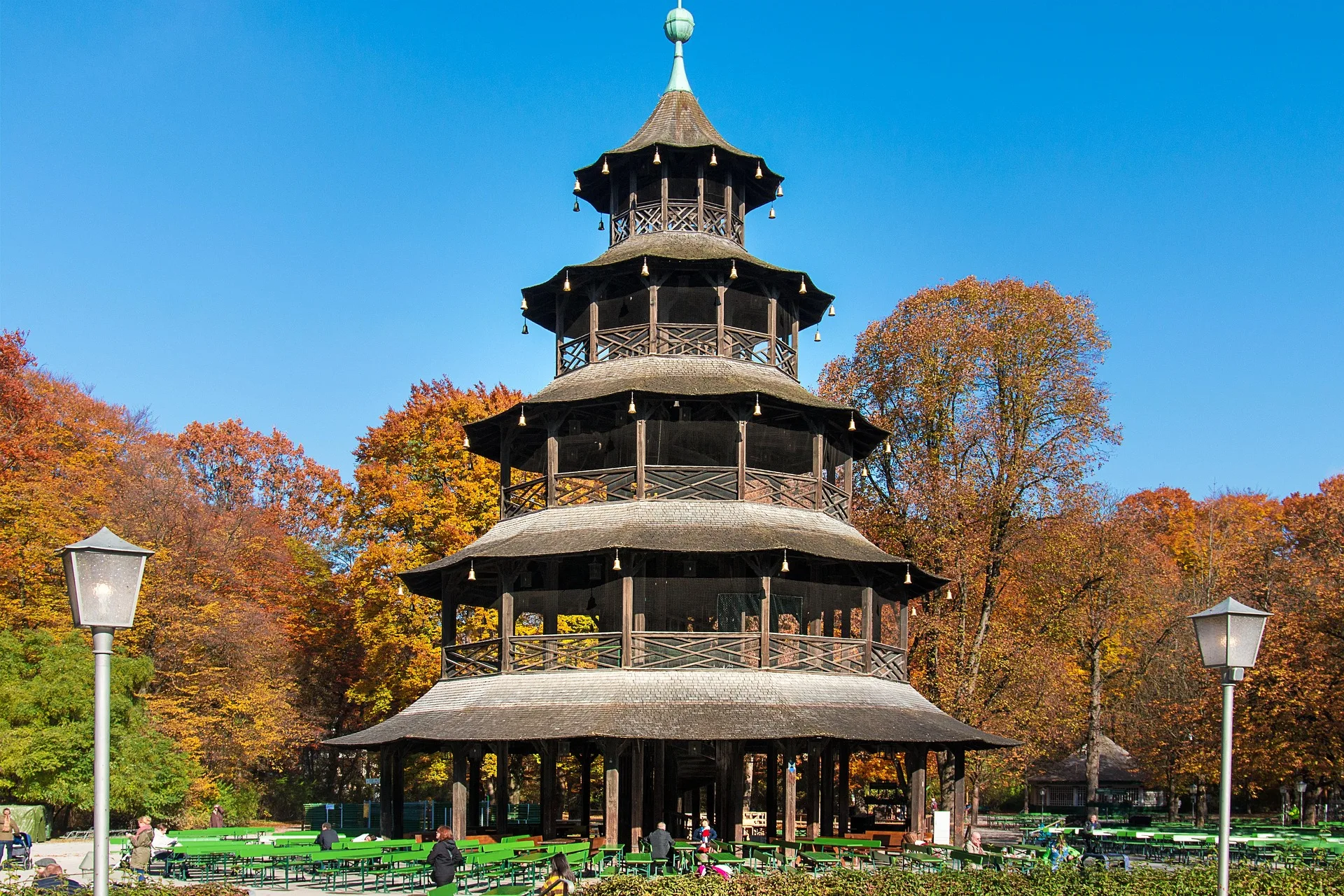 Chinese Tower in English Garden with family in Munich
