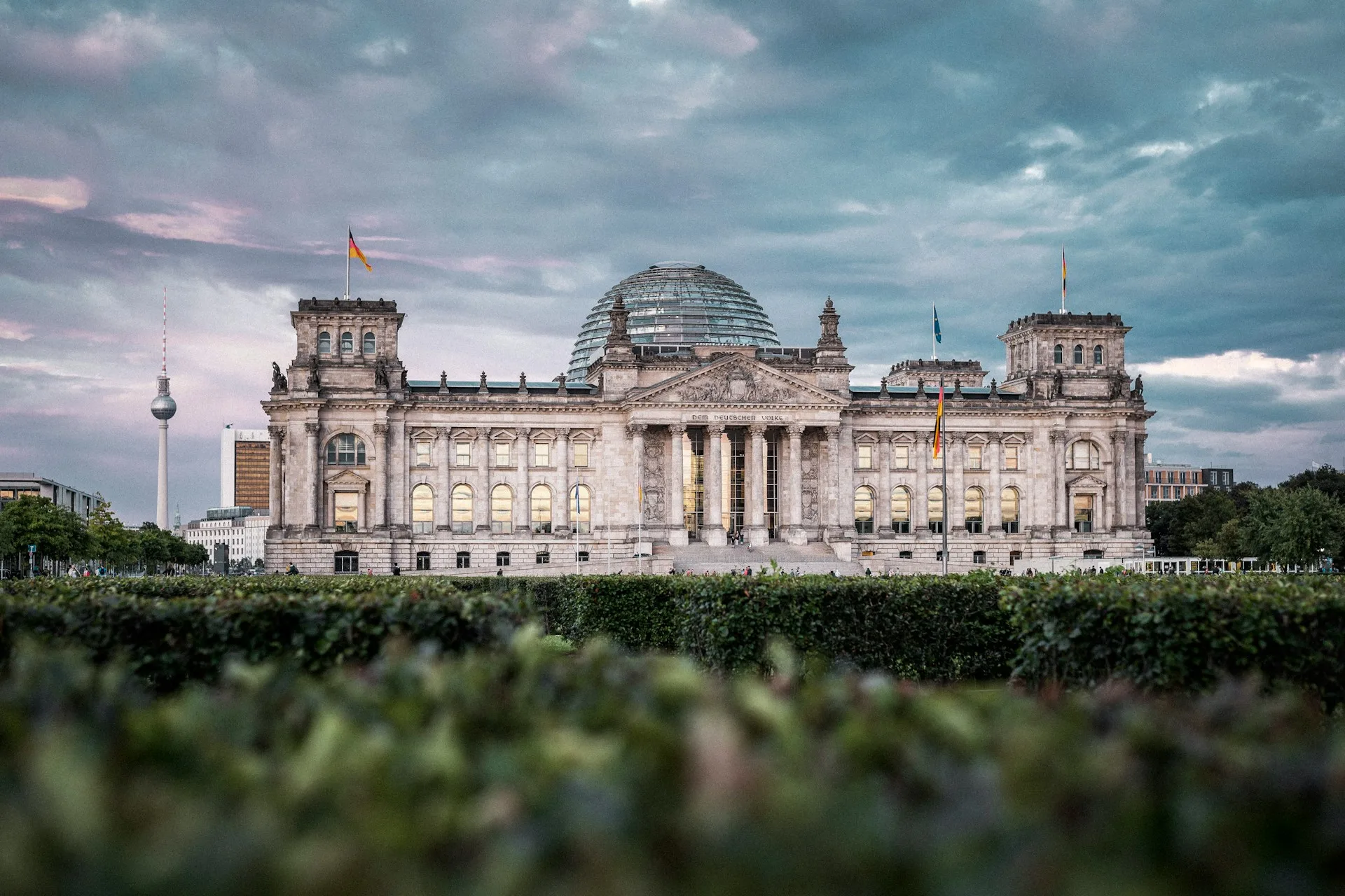 Reichstag dome with family and Berlin skyline view