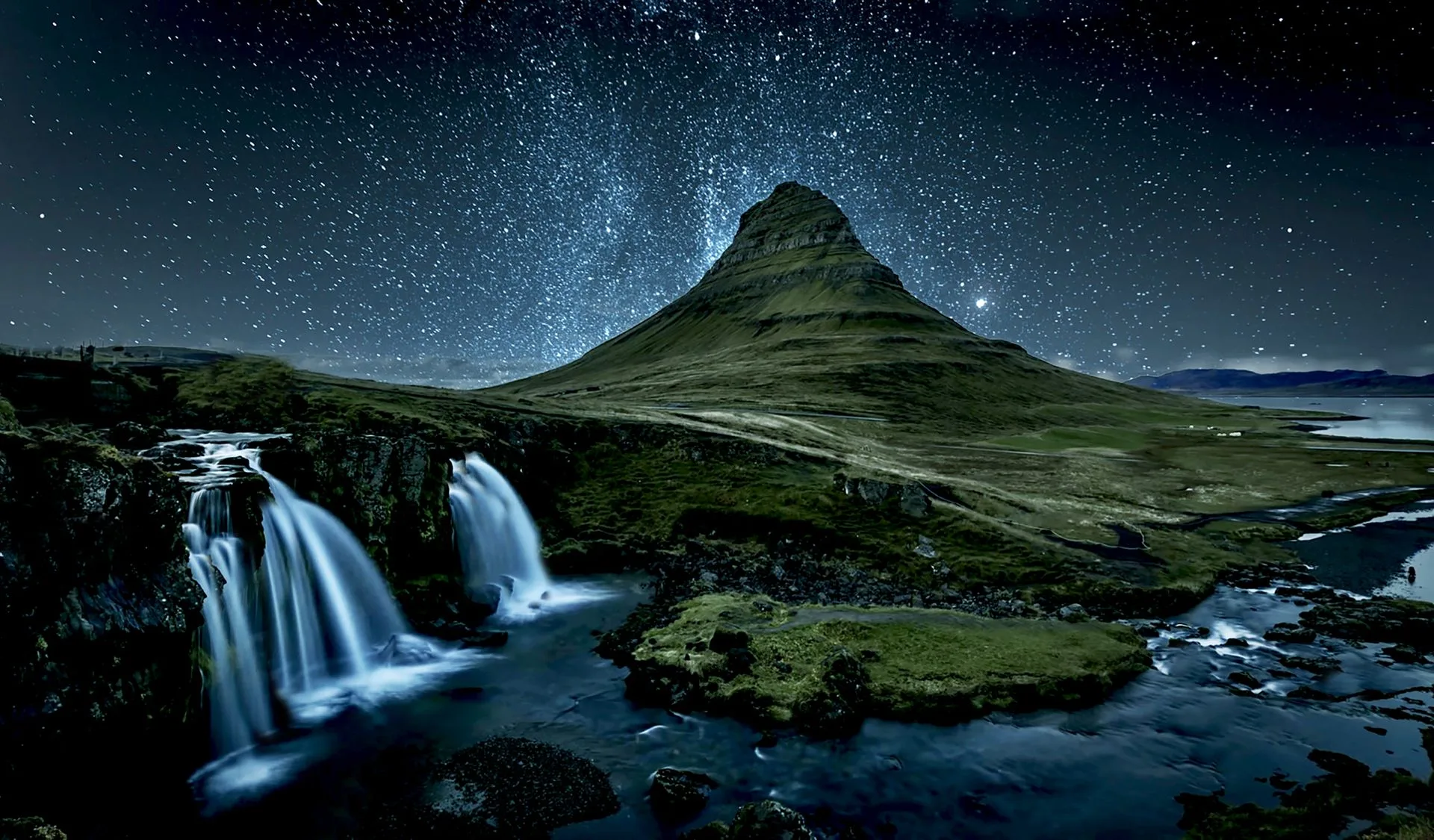 Kirkjufell Mountain with waterfall in Iceland