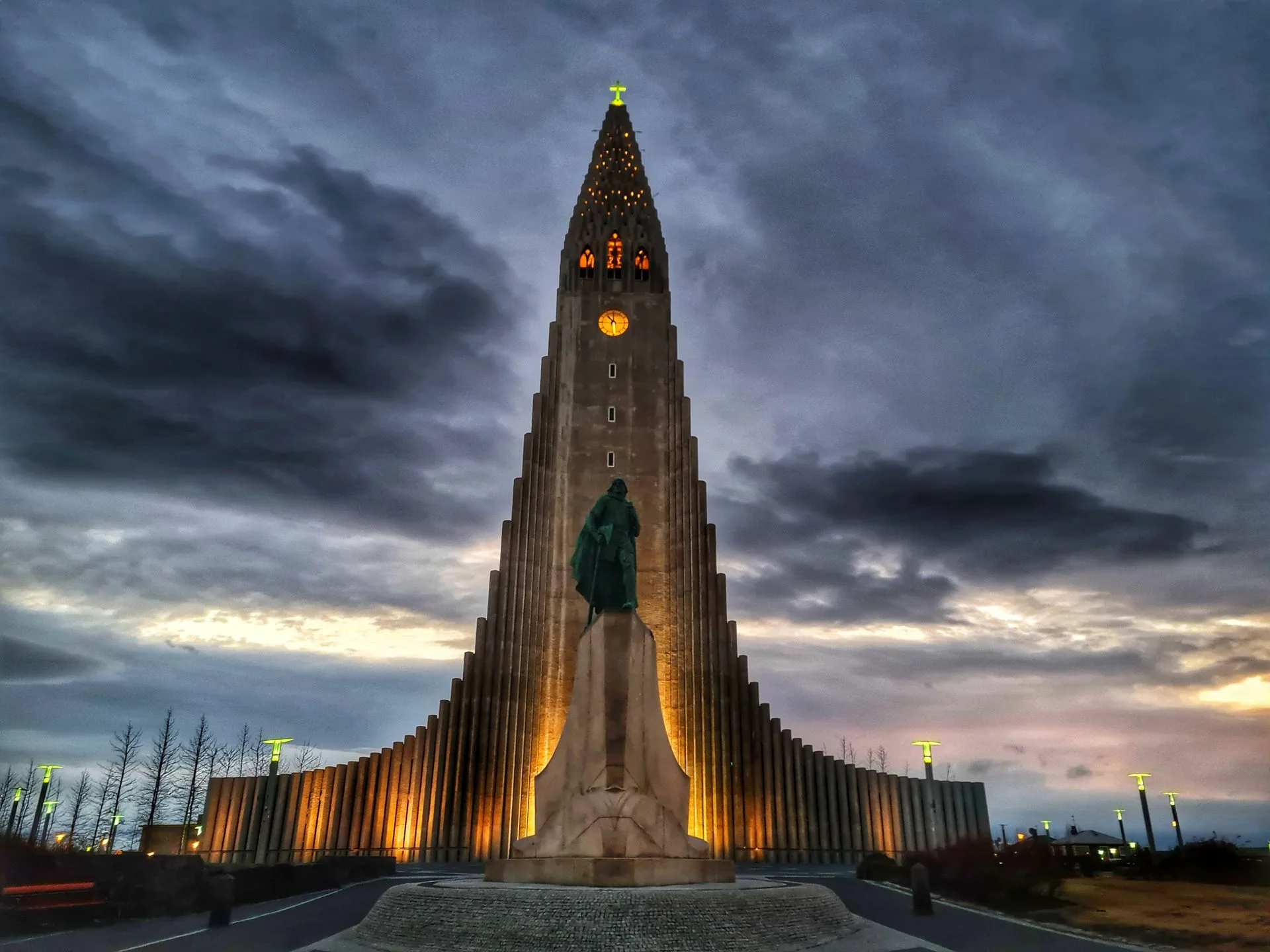 Hallgrímskirkja church tower in Reykjavik Iceland