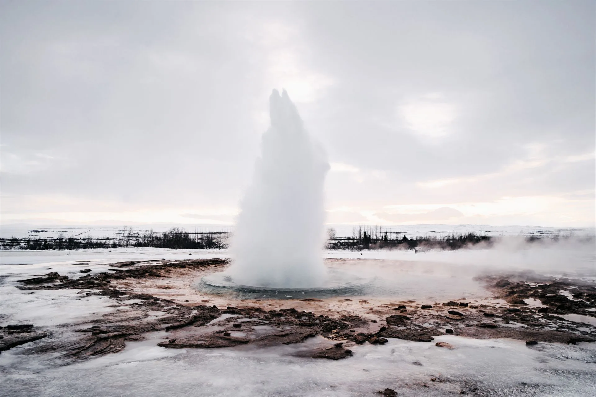 Strokkur geyser erupting at Geysir Iceland