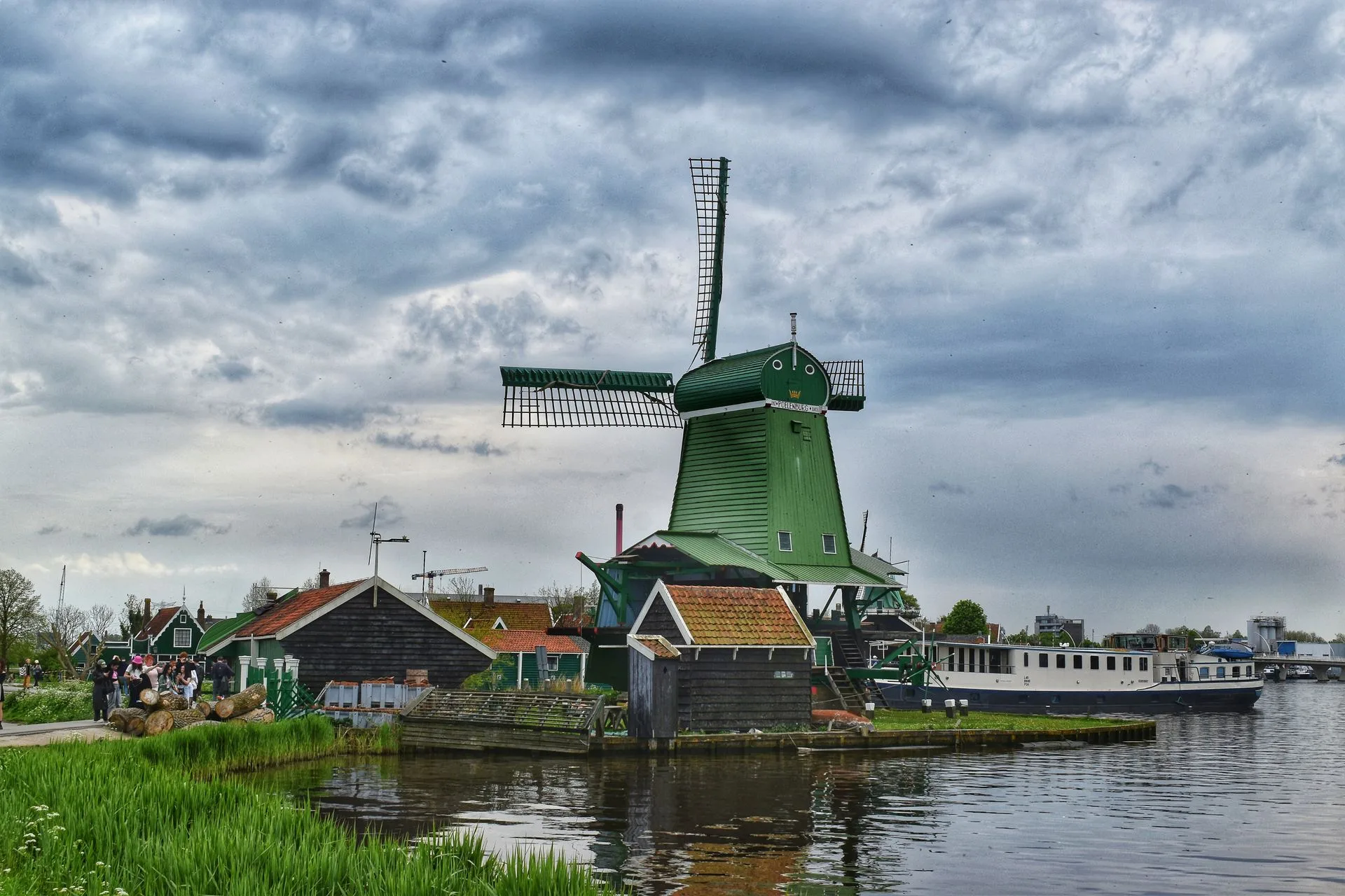 Traditional Dutch windmills at Zaanse Schans village