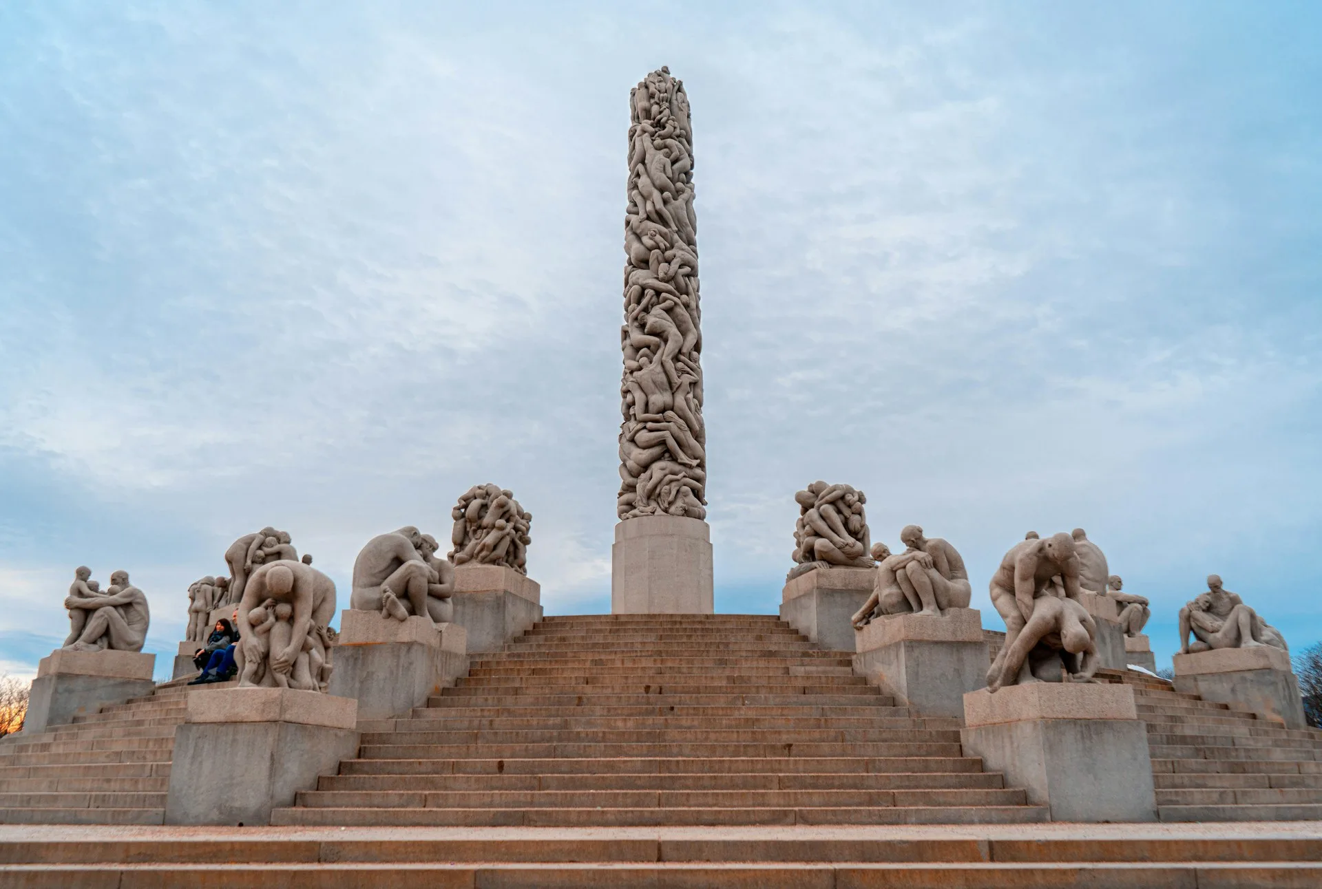 Vigeland Sculpture Park bronze statues and monolith in Oslo