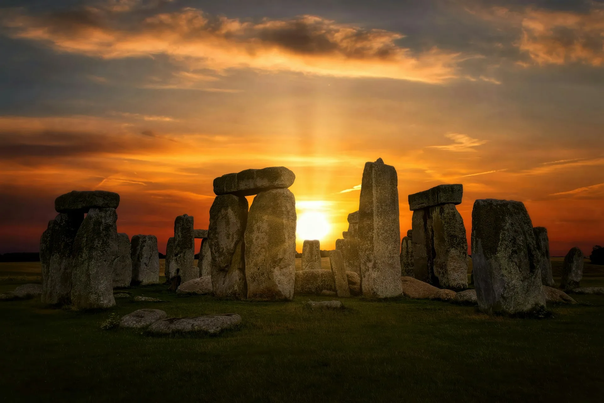 Stonehenge stone circle at dawn with morning light