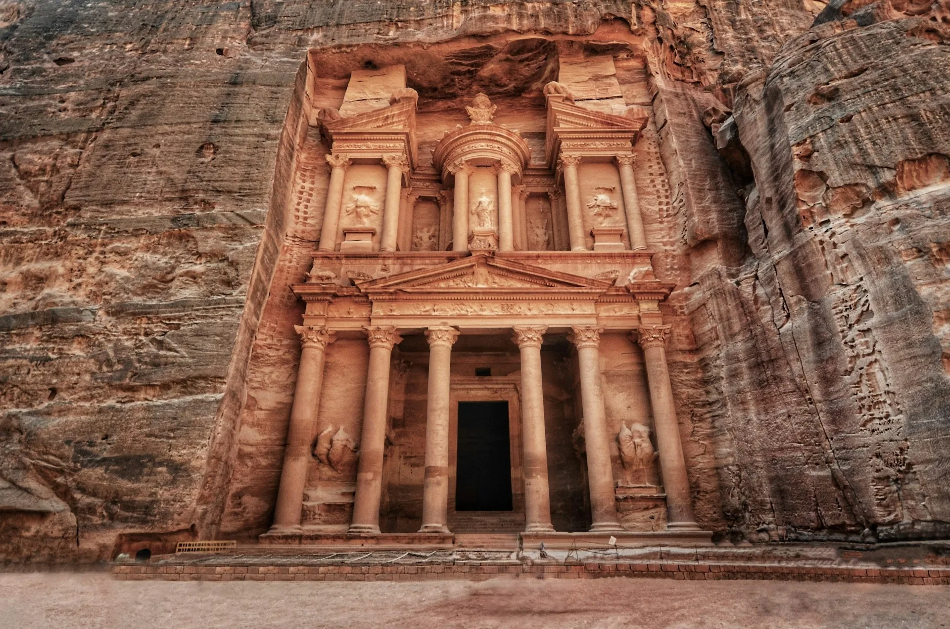 Petra Treasury carved into rose-red cliffs - Day 4 of Jordan Family Tour