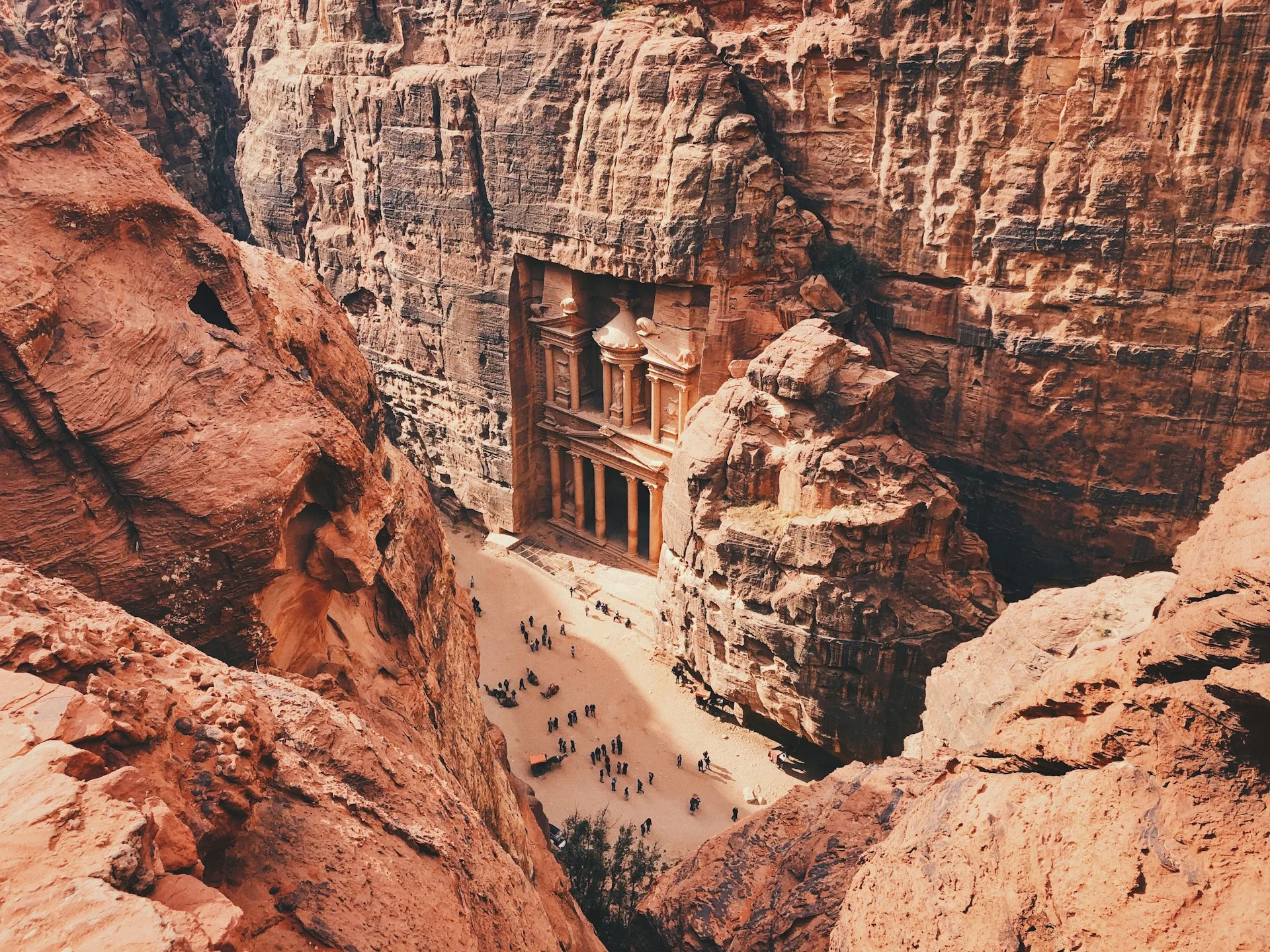 The Treasury at Petra - Jordan's most iconic ancient monument carved into rose-red cliffs