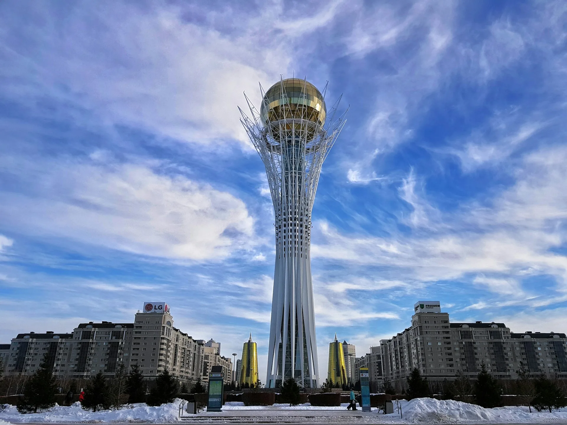 Astana futuristic skyline and Baiterek Tower on Day 4 of Kazakhstan Family Tour