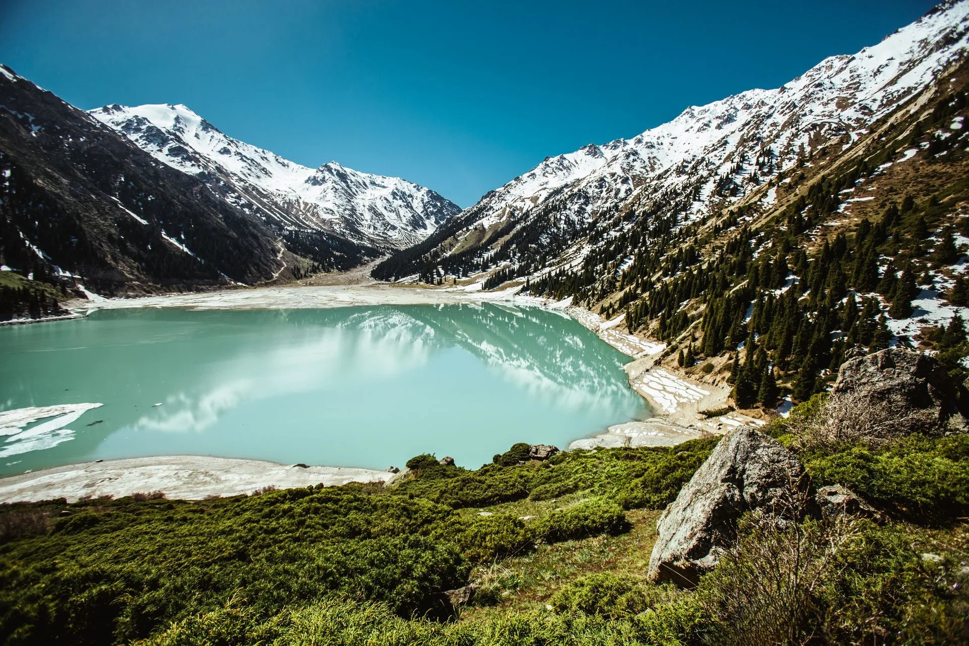Big Almaty Lake turquoise waters photography