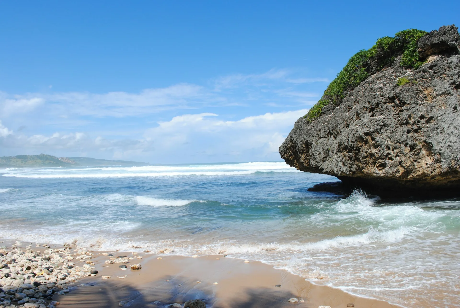 Bathsheba Barbados Atlantic coastline with distinctive mushroom-shaped rock formations and crashing waves