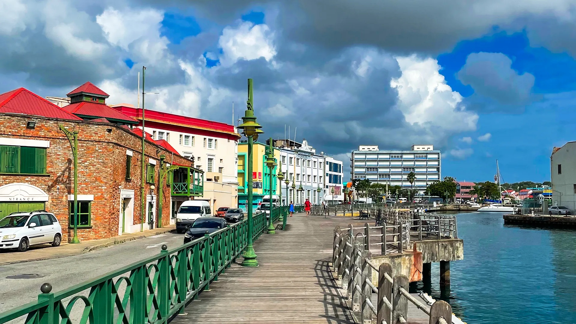 Historic Bridgetown Barbados UNESCO site with colorful colonial buildings, Parliament and vibrant street life