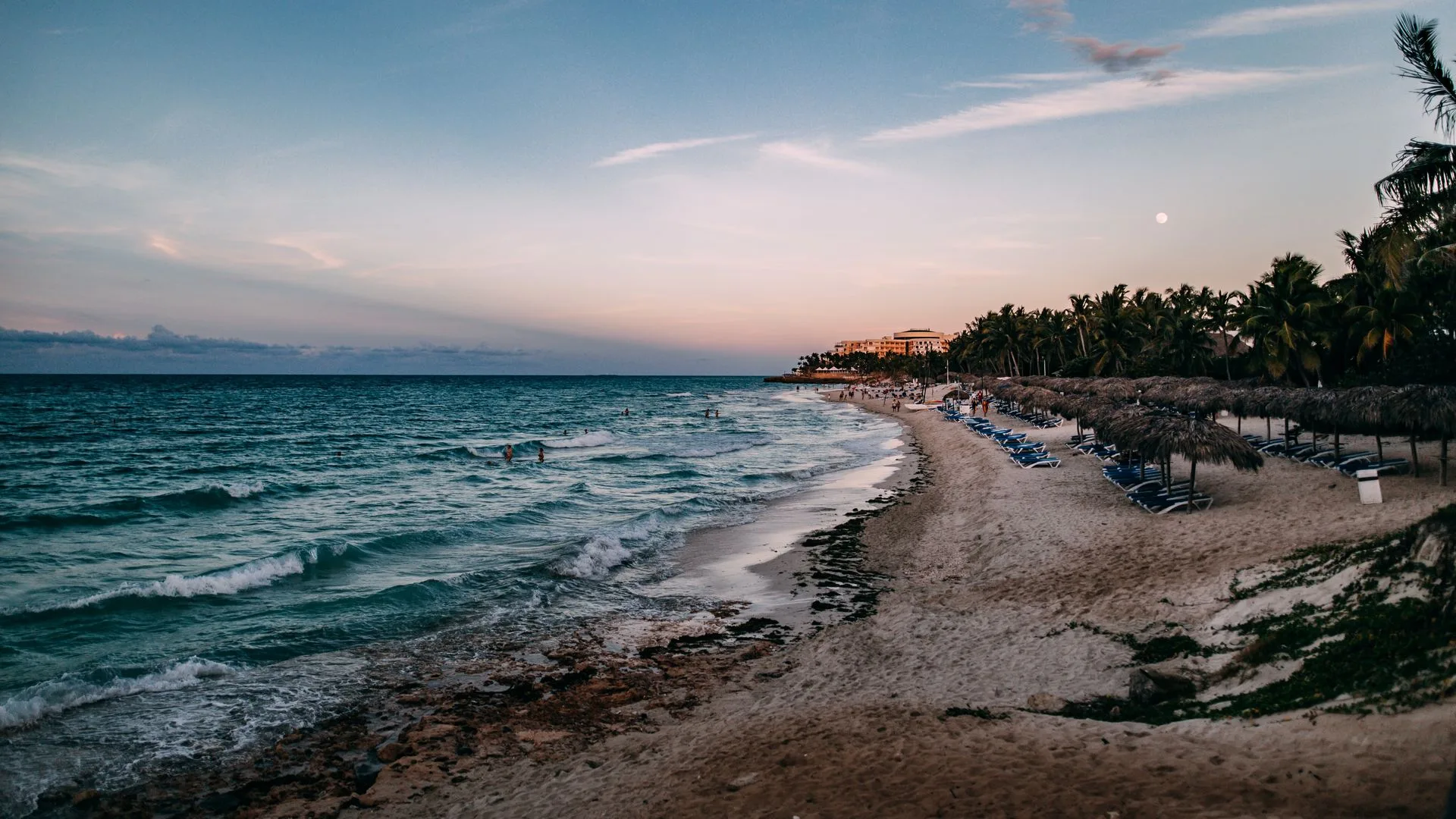 Varadero white sand beach with turquoise Caribbean waters and palm trees