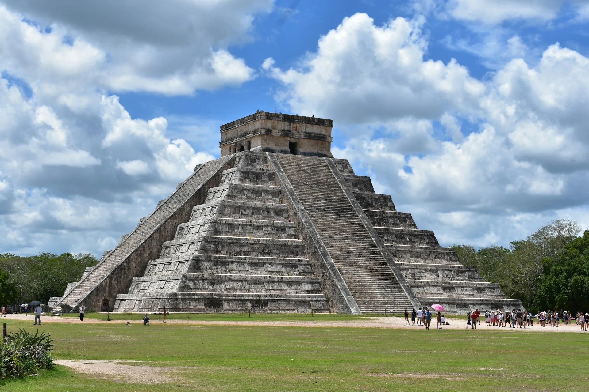 Chichen Itza El Castillo pyramid with dramatic sky