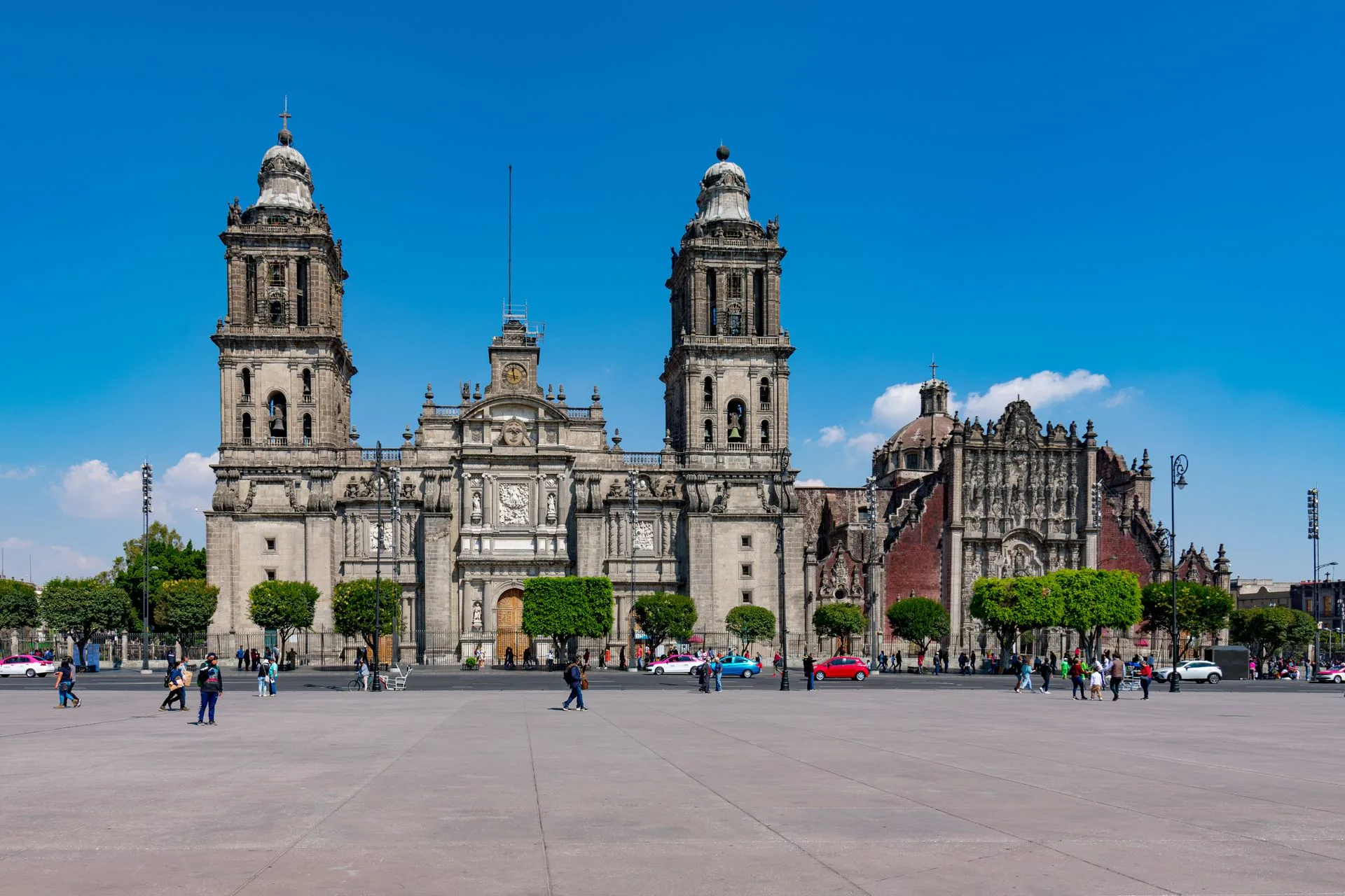 Mexico City Zocalo square with Metropolitan Cathedral