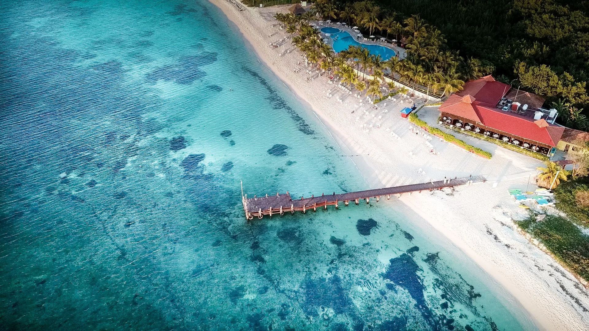 Cozumel island coastline with turquoise Caribbean water