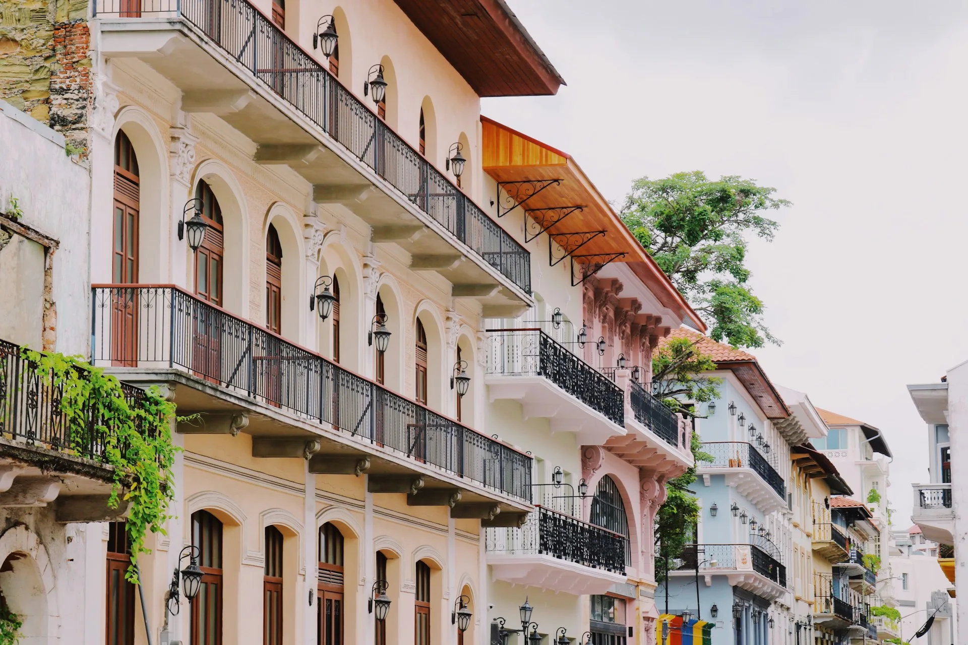 Colorful colonial buildings in Casco Viejo historic district - Day 3 of Panama Family Tour