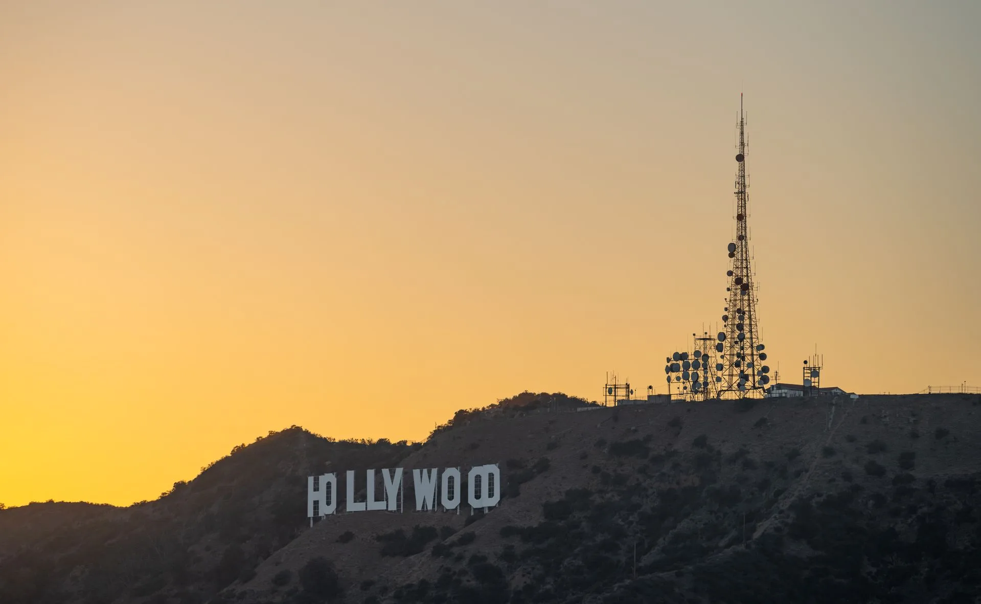 Hollywood Sign from Griffith Observatory with LA skyline