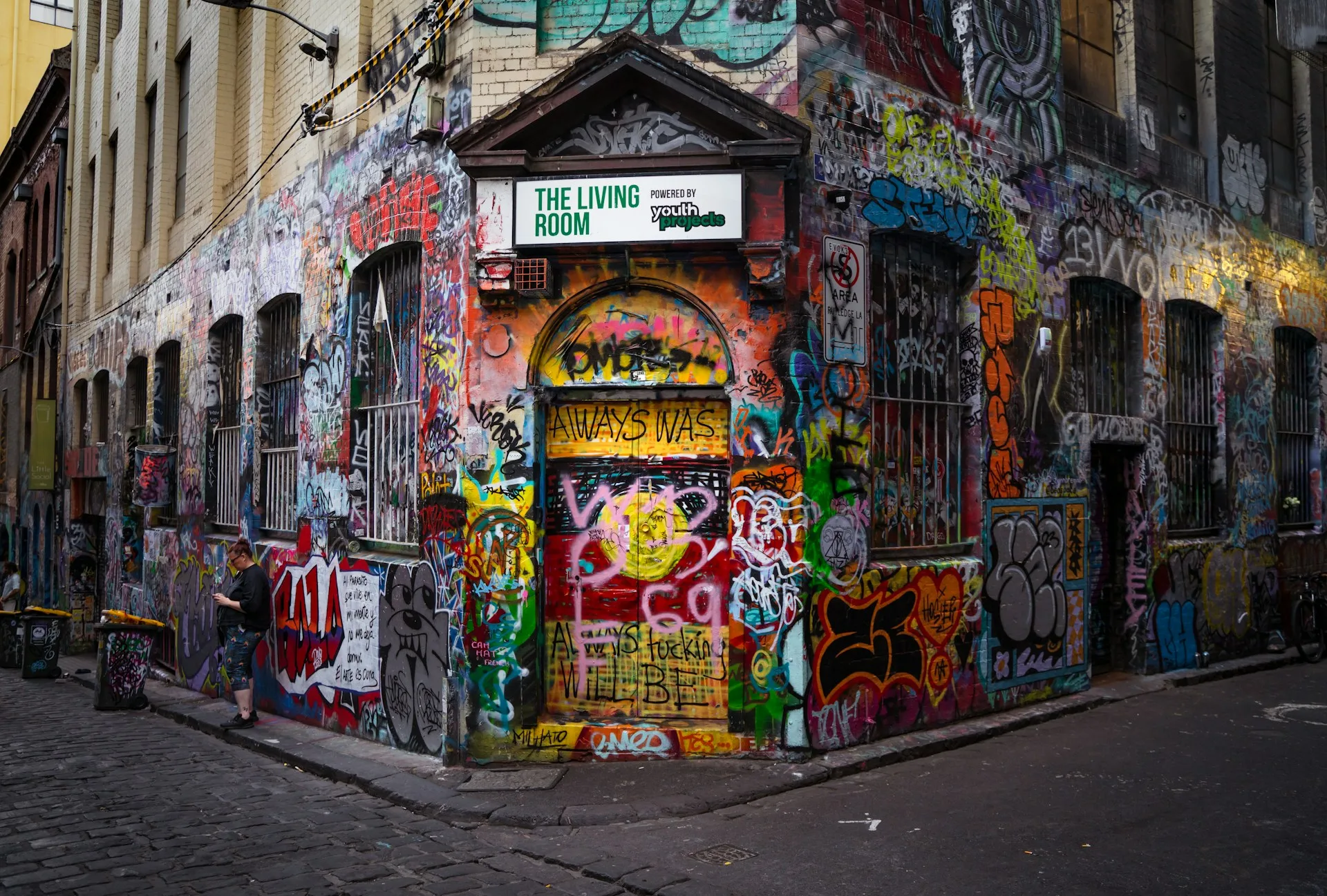 Colorful street art in Melbourne laneway