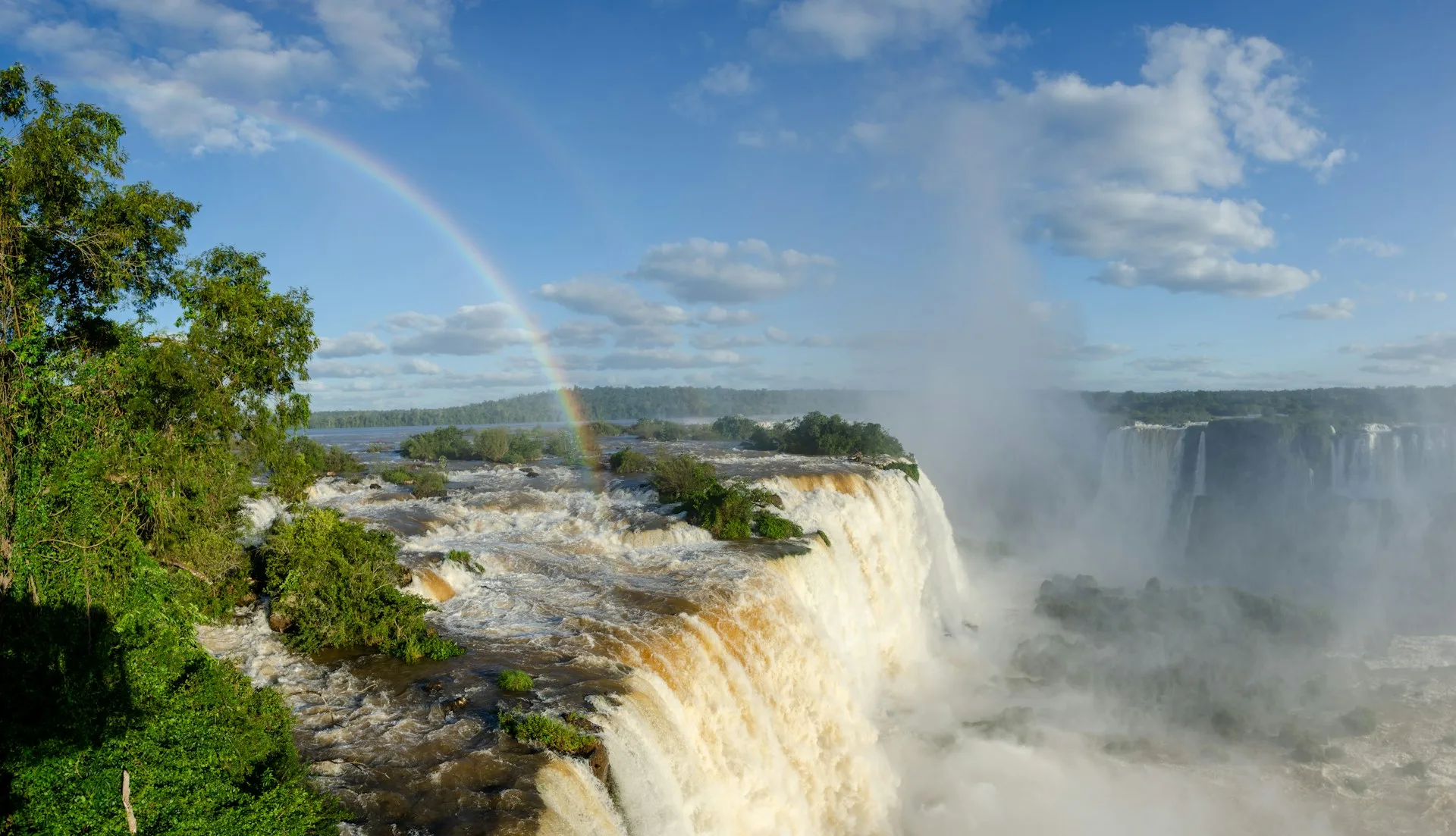 Iguazu Falls Devil's Throat - powerful horseshoe waterfall with rainbow mist on the Argentine side - Day 5 of Argentina Family Tour