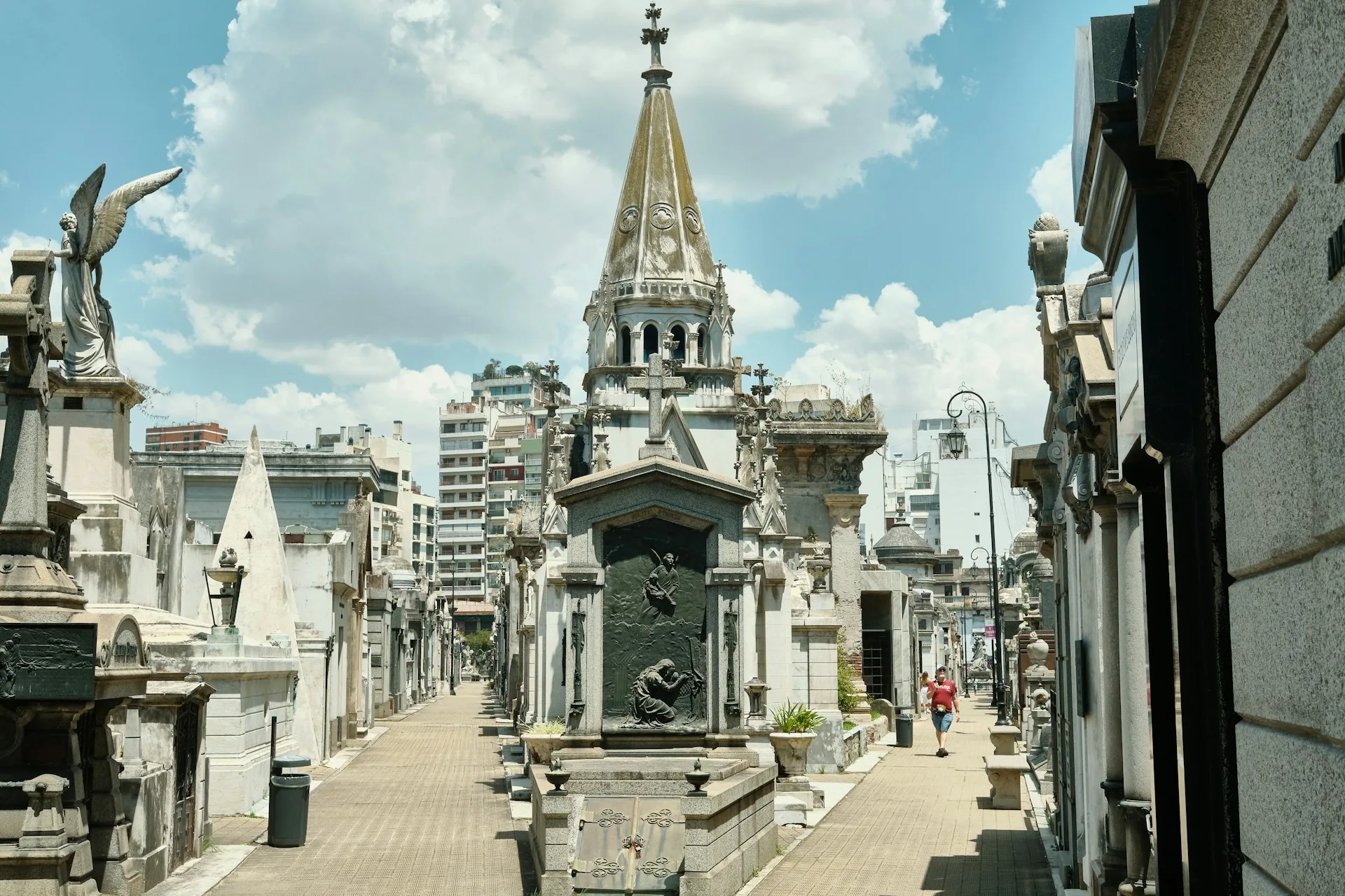 Recoleta Cemetery mausoleums in Buenos Aires - ornate marble tombs and sculptures of Argentina's famous figures