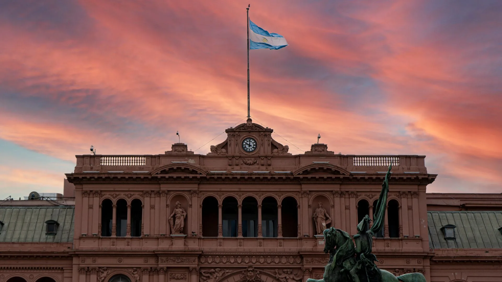 Casa Rosada pink presidential palace at Plaza de Mayo in Buenos Aires Argentina
