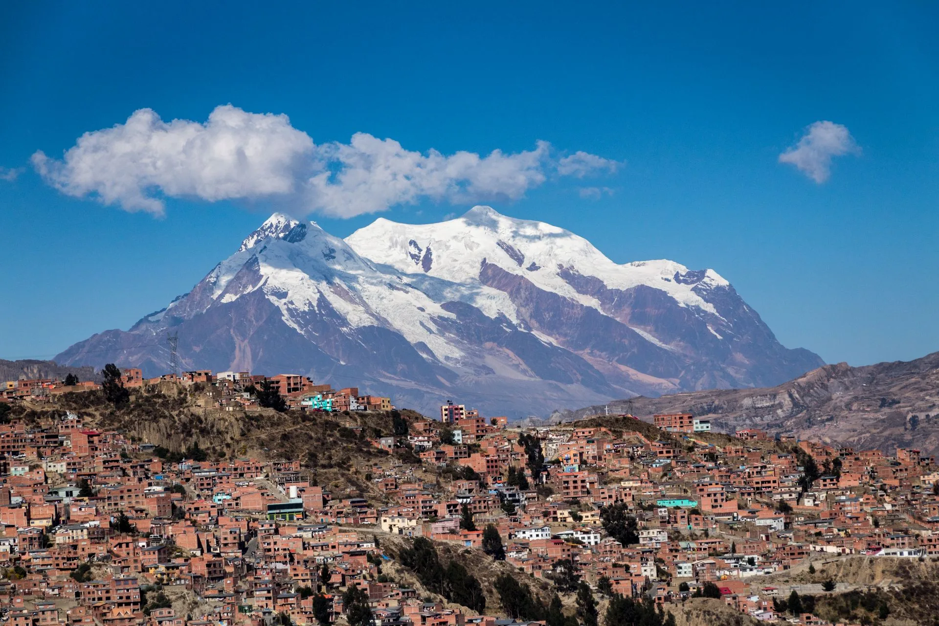 La Paz city bowl and mountains - Day 1 arrival in Bolivia Family Tour
