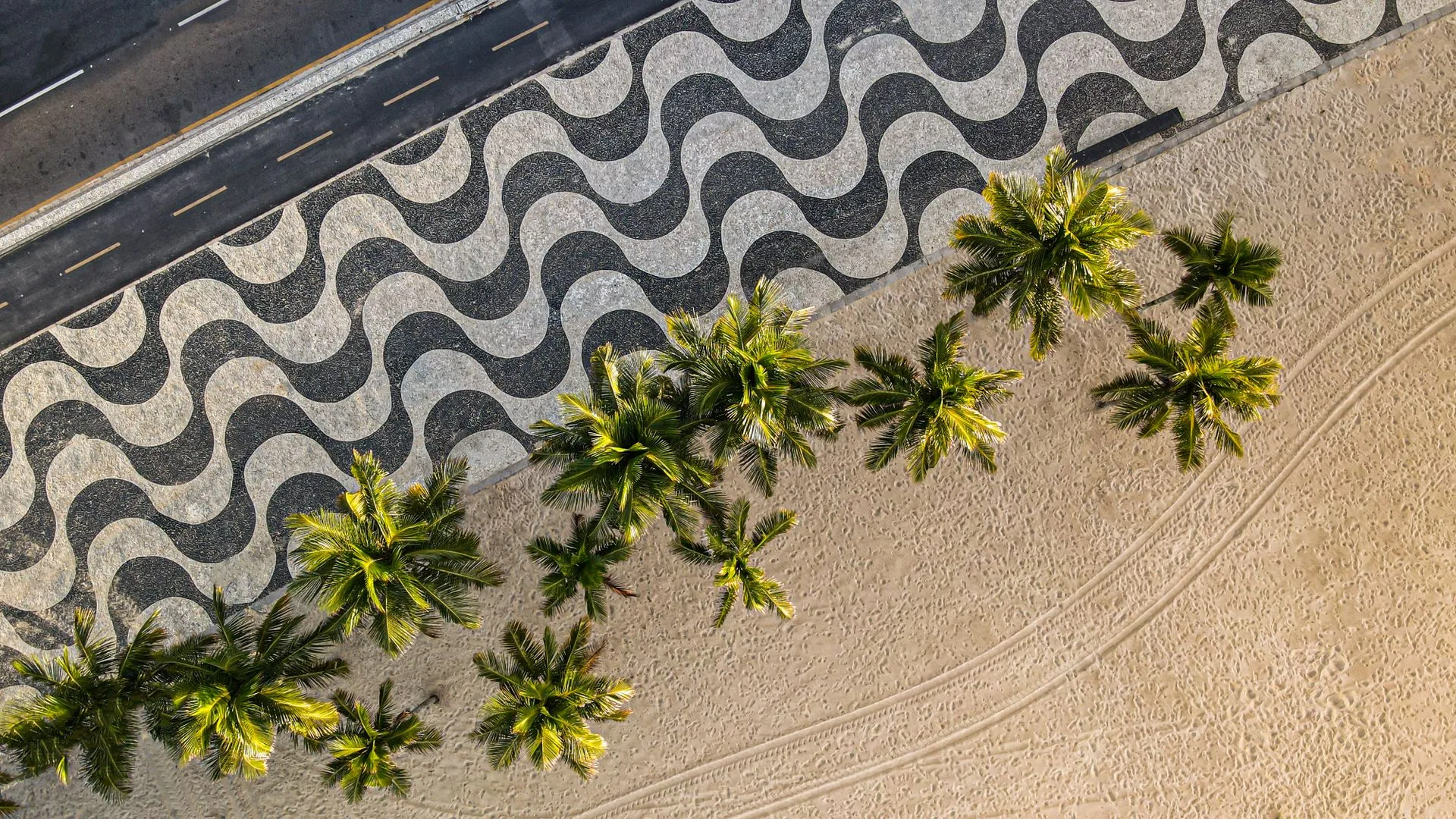 Copacabana Beach promenade with Roberto Burle Marx wave pattern