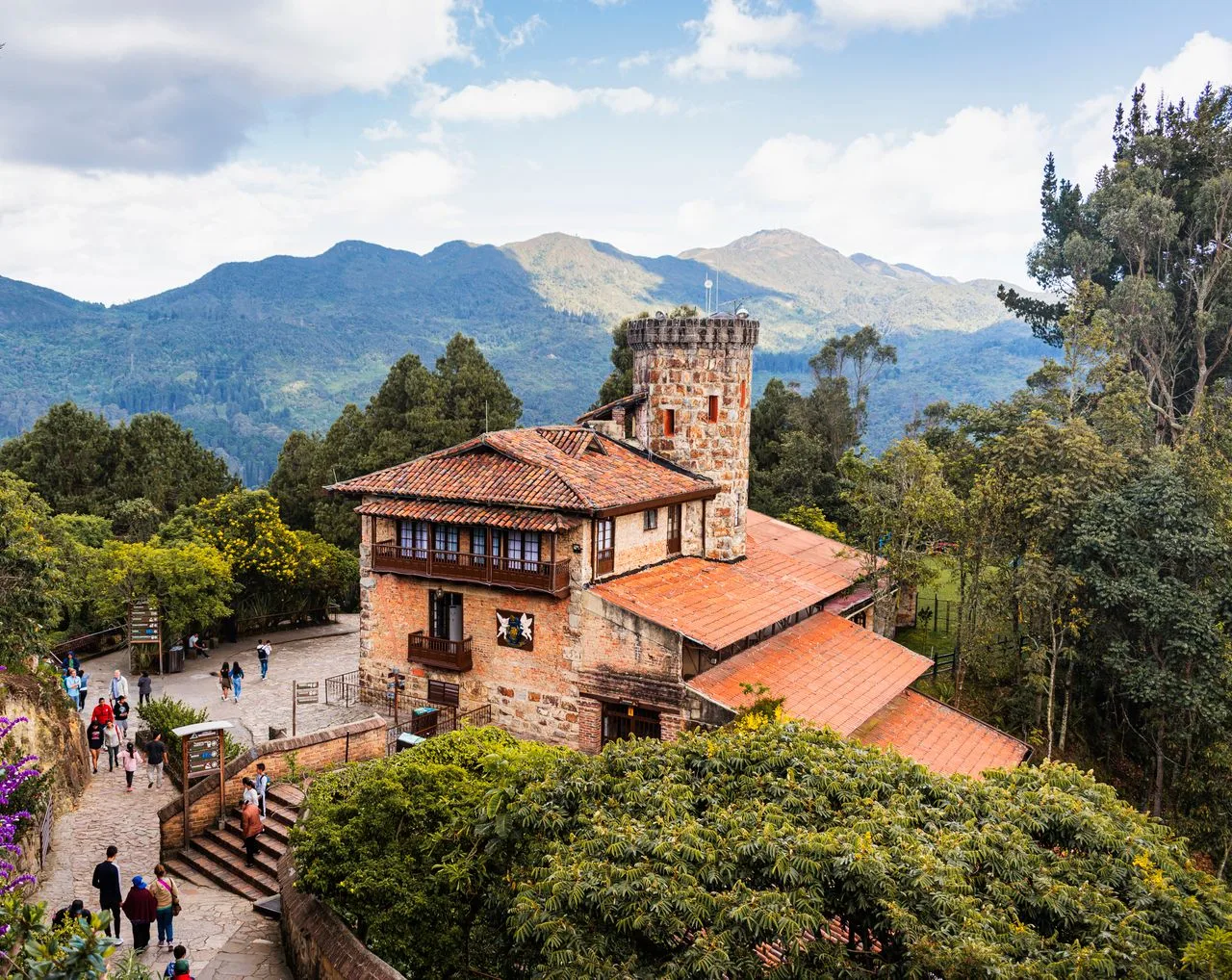 Monserrate Sanctuary overlooking Bogotá at sunset