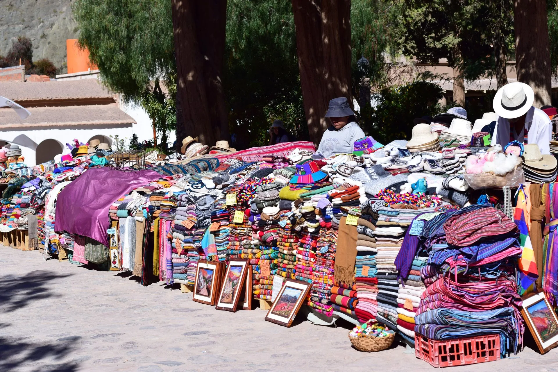 Otavalo market colorful textiles