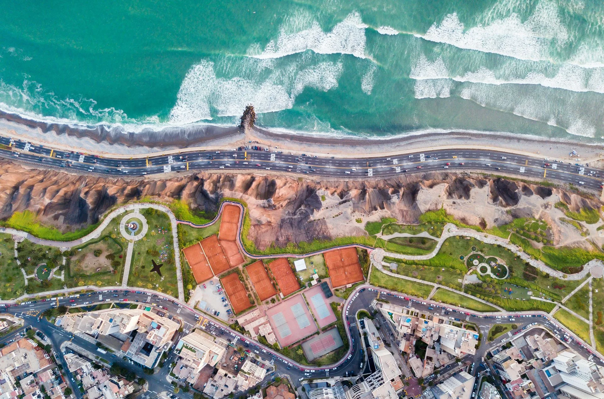Miraflores cliffs overlooking Pacific Ocean Lima